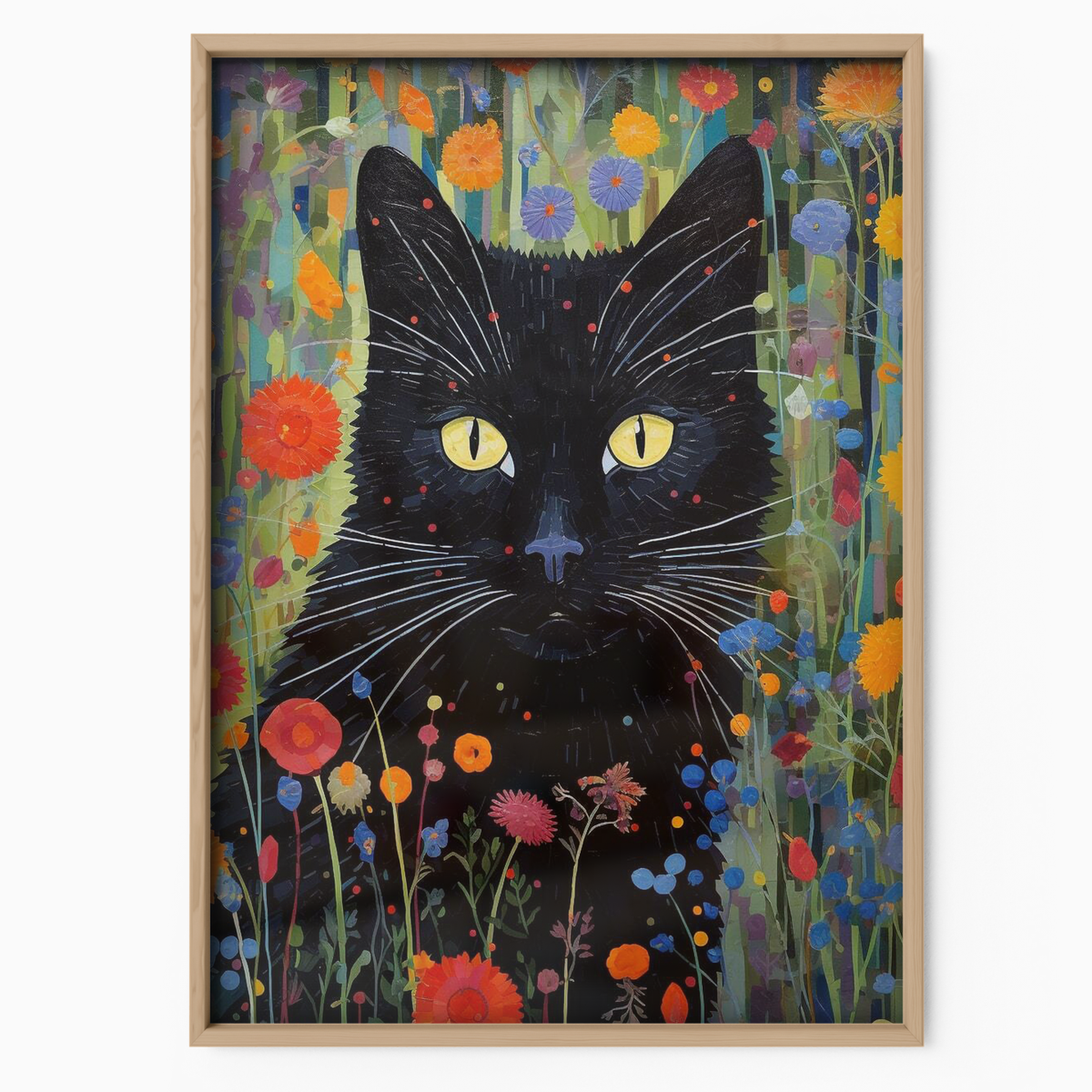 Black Cat In Wildflowers