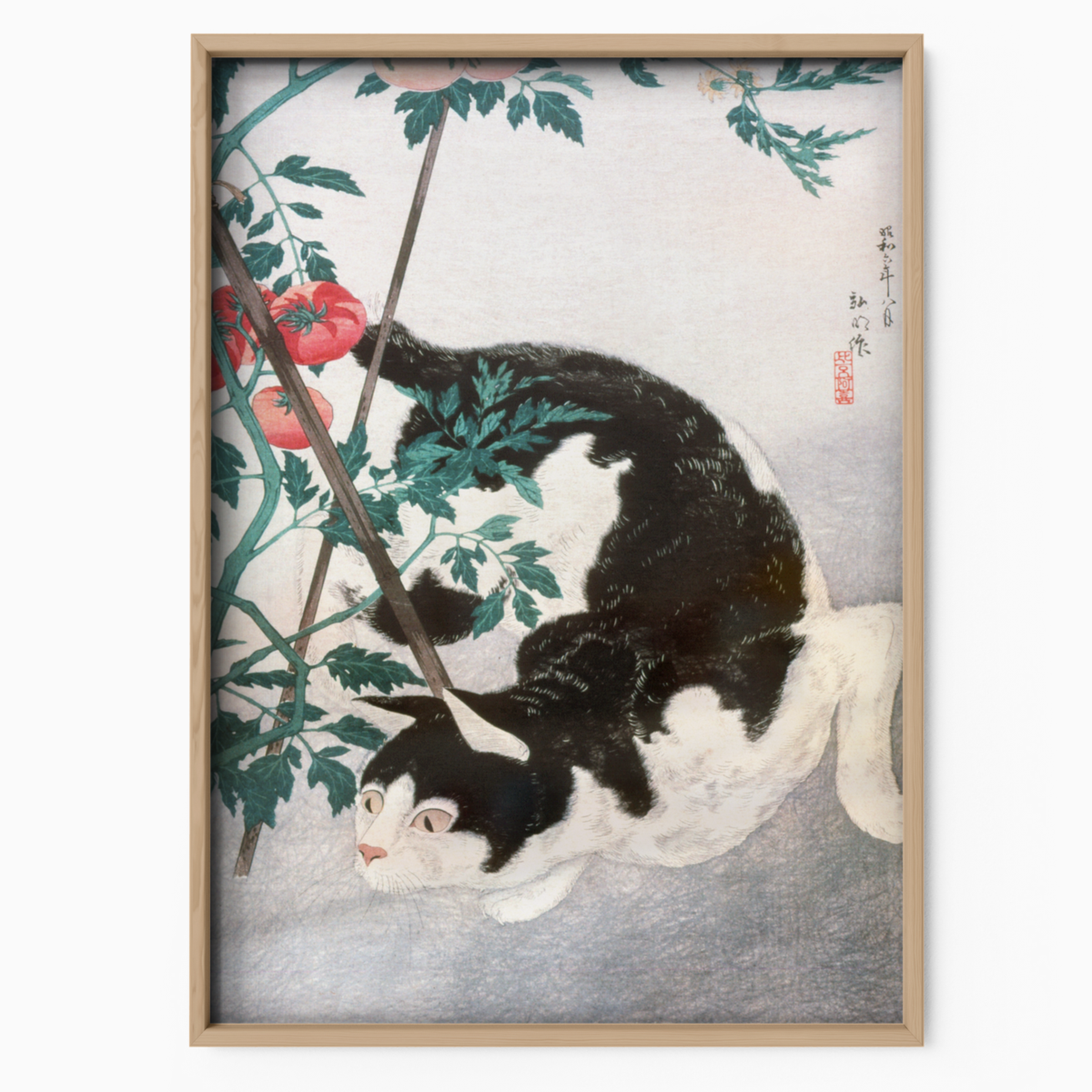 Cat And Peony Japenese Art