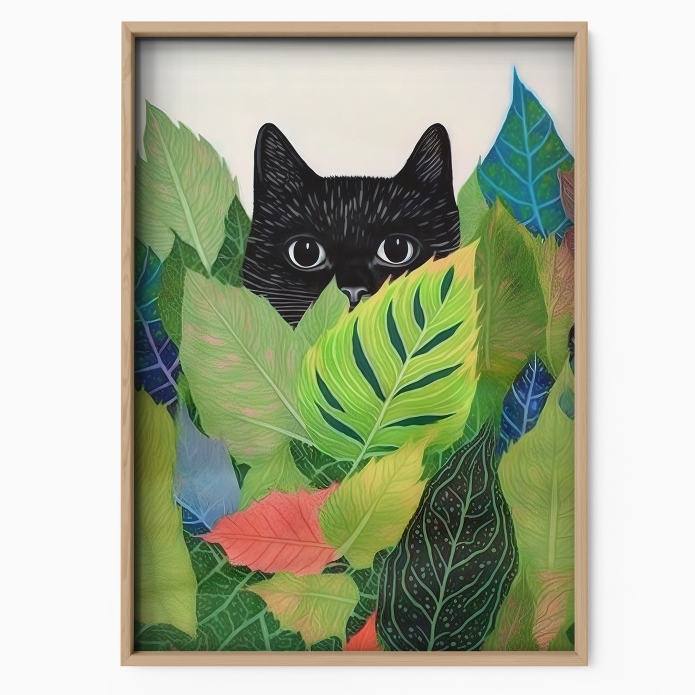 Cat Hiding In Leaves