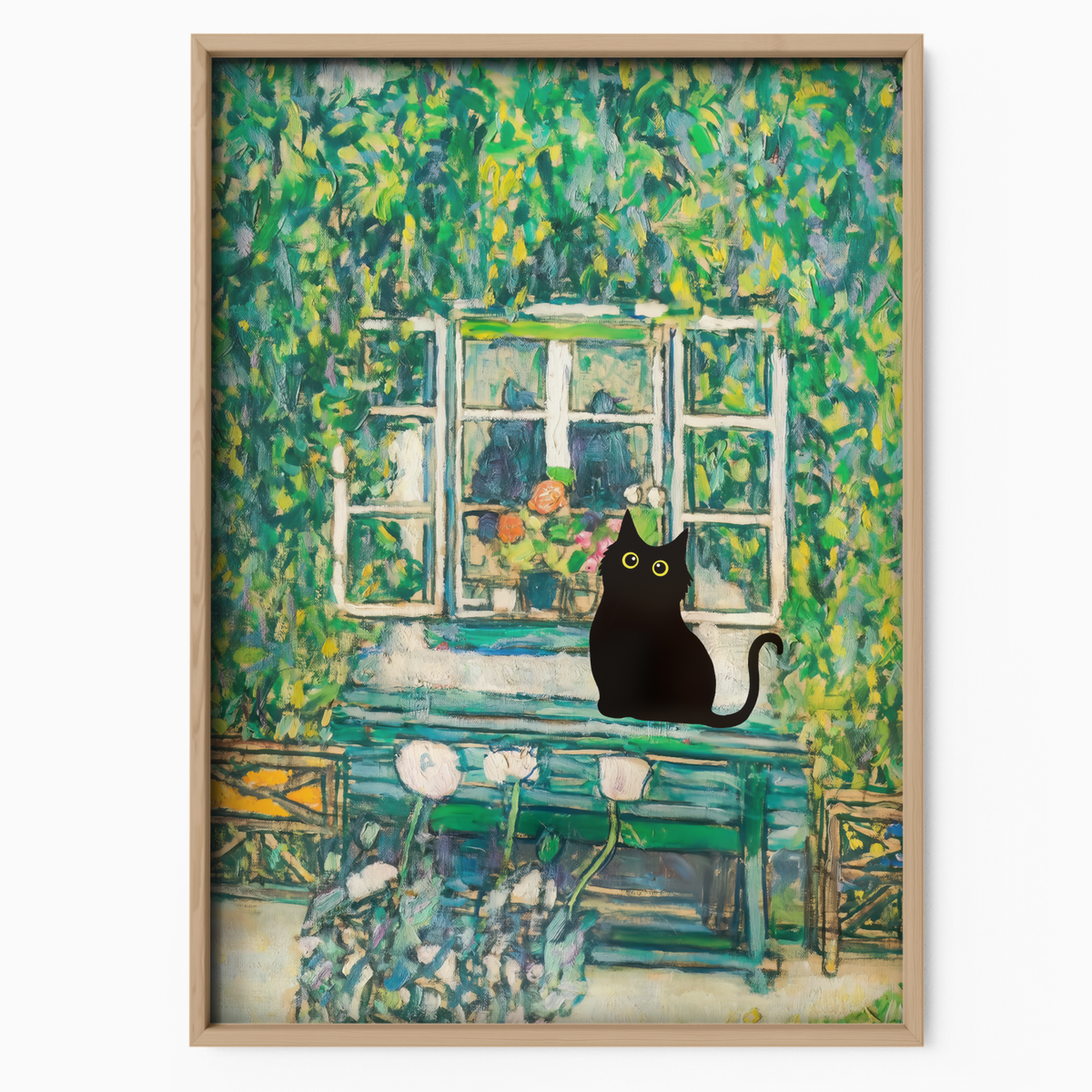 Cat In Monet Garden Window