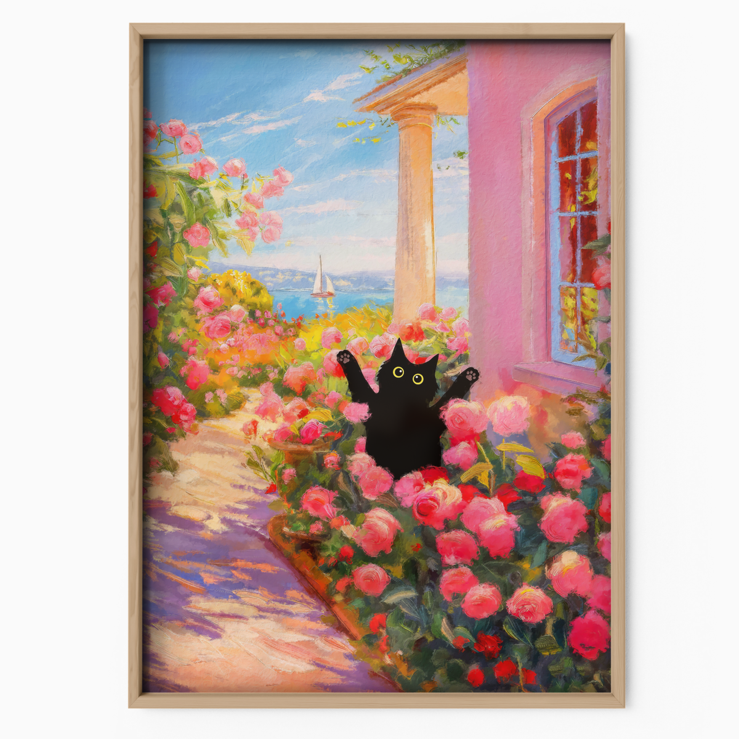 Cat In Monet Rose Garden