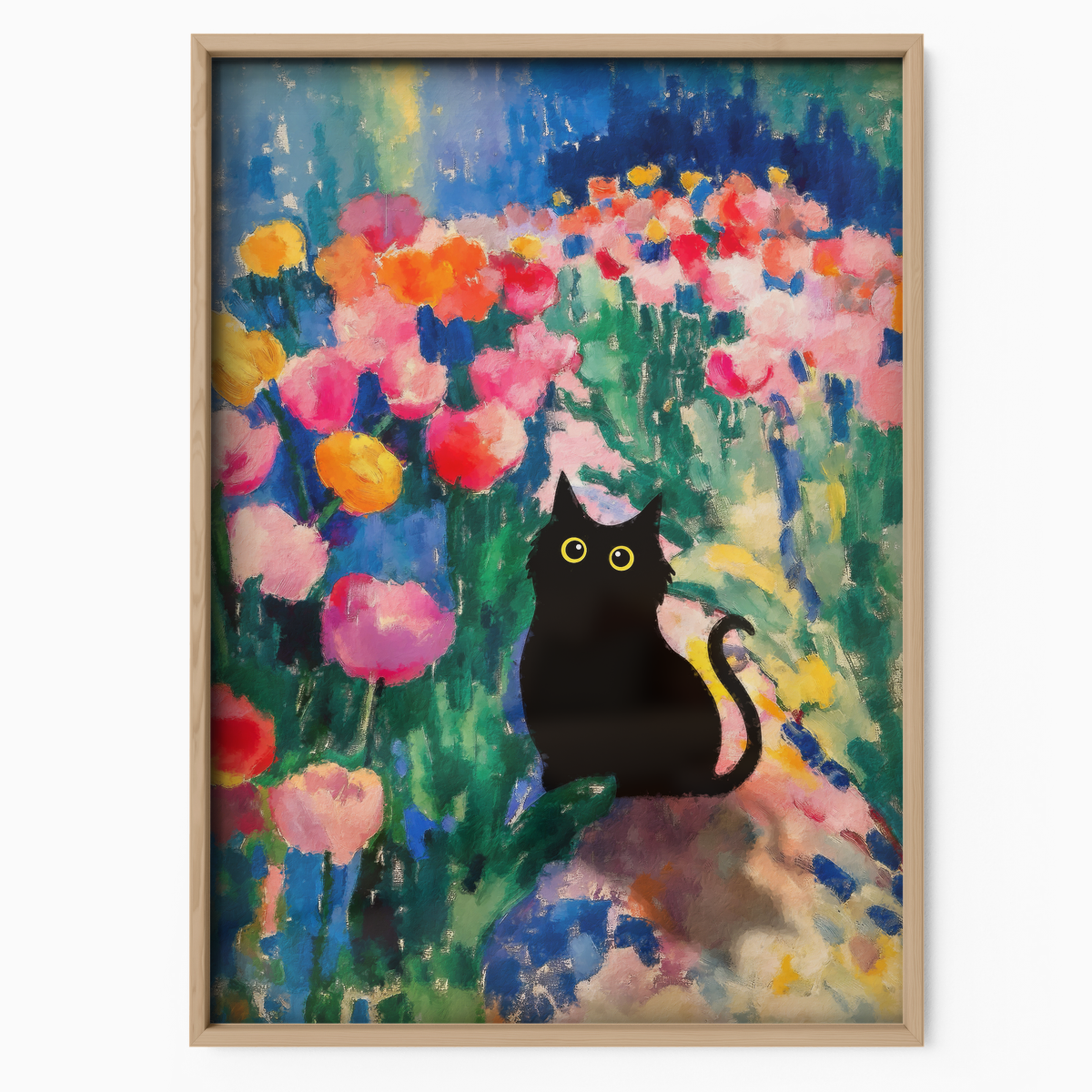 Cat In Monet Tulip Field