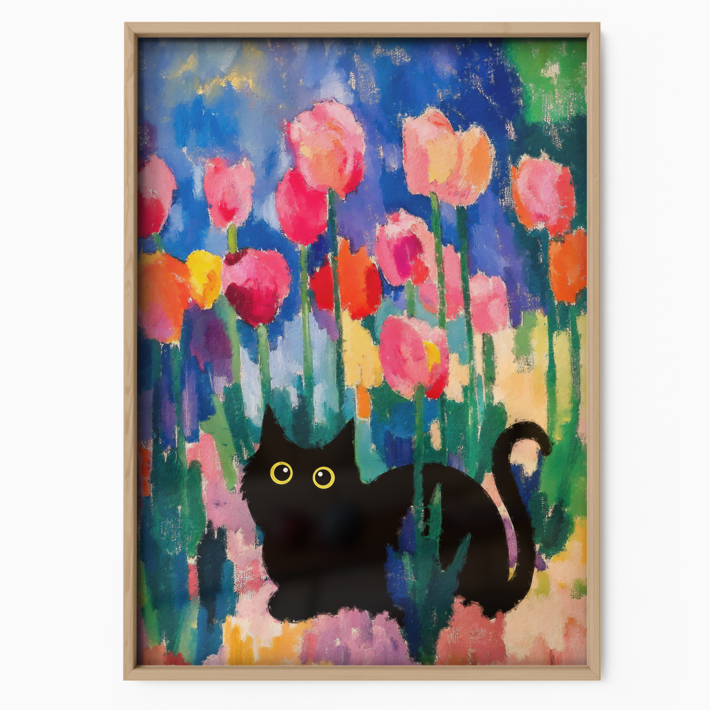 Cat In Monet Tulips