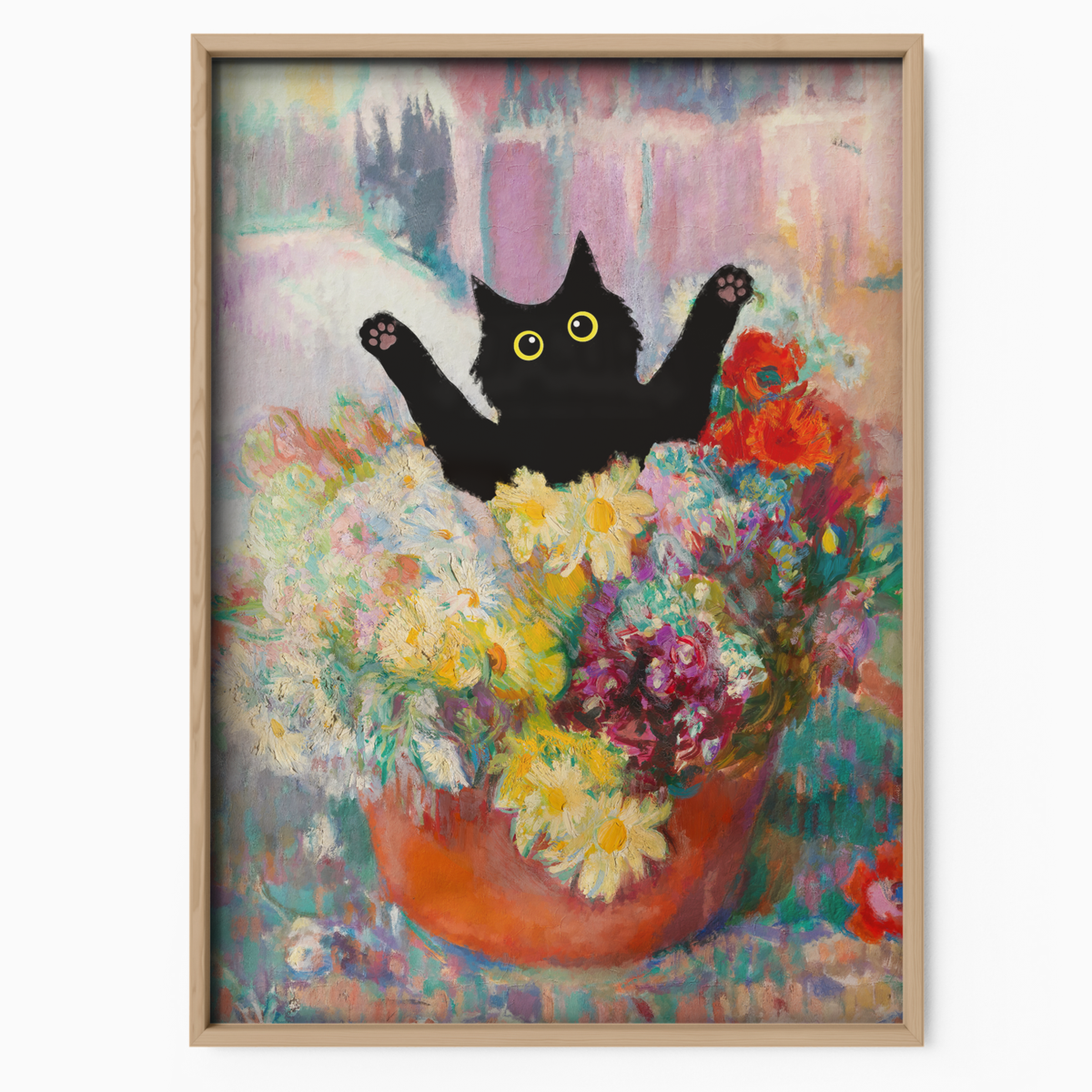 Cat Jump Matisse Flowers