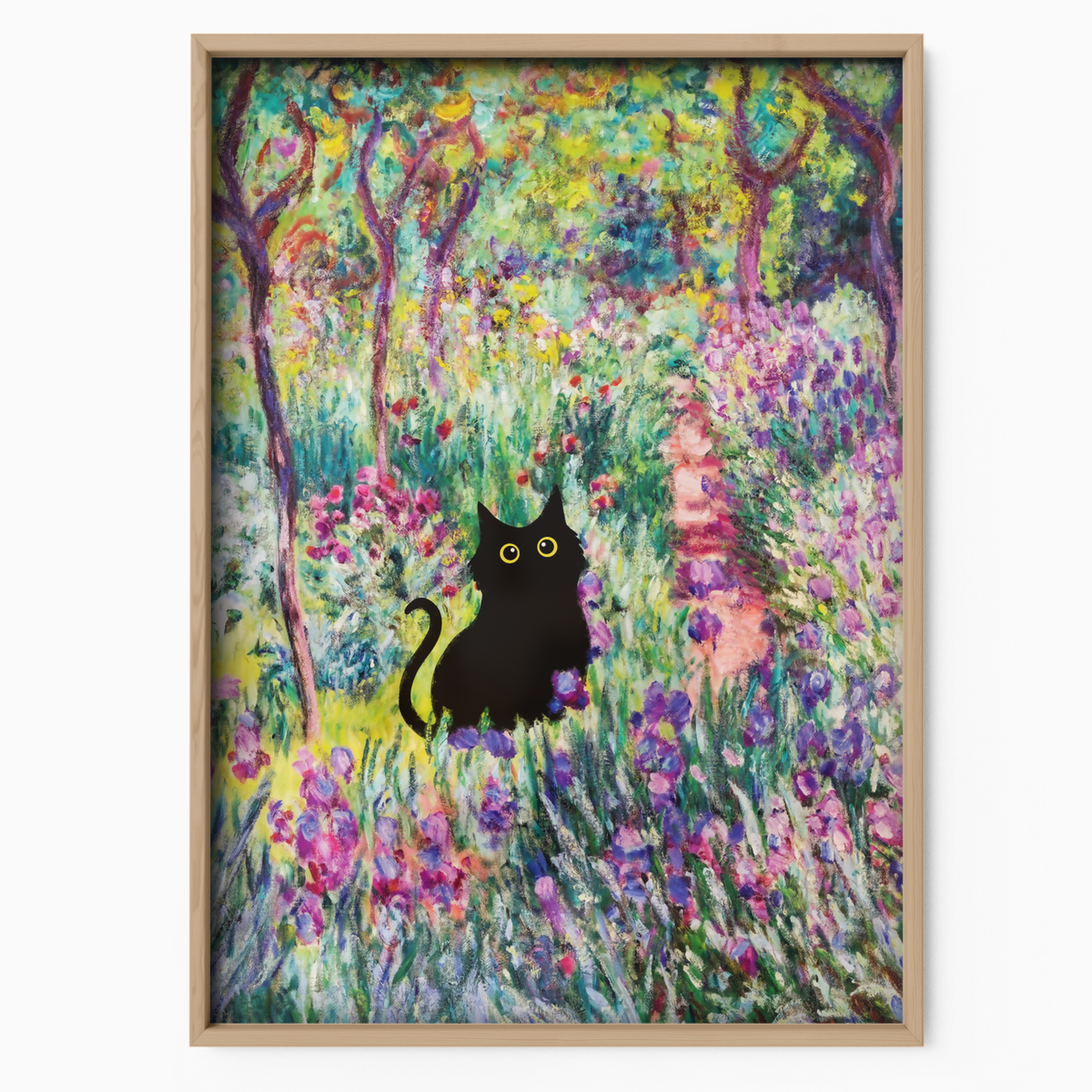 Cat Monet Irises Garden