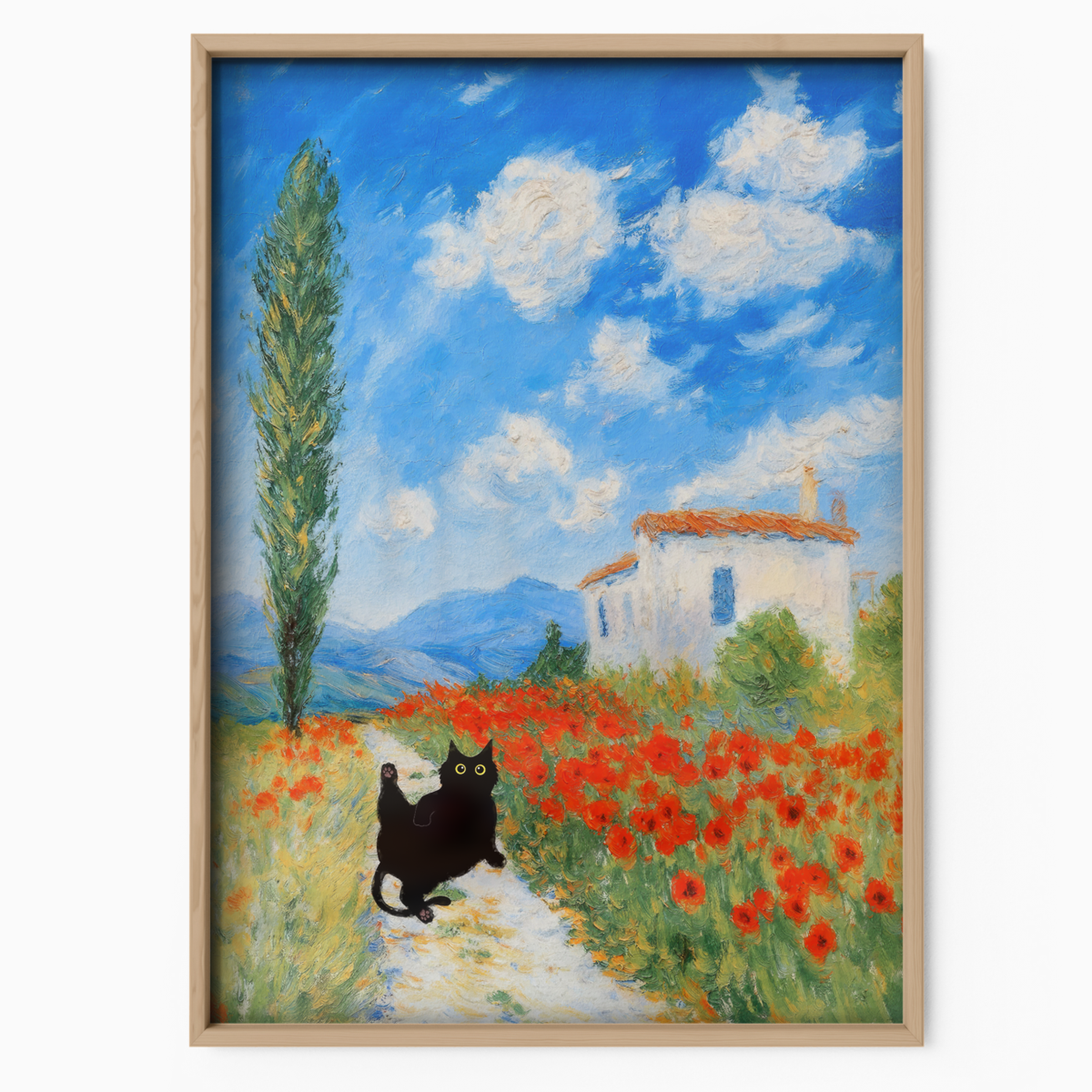 Cat On A Poppy Path