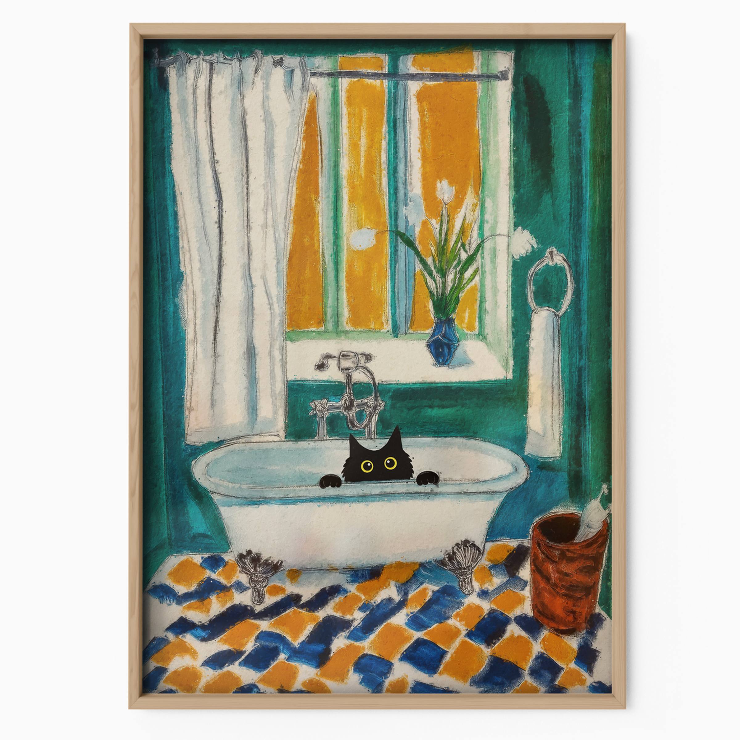 Cat Retro French Bathroom