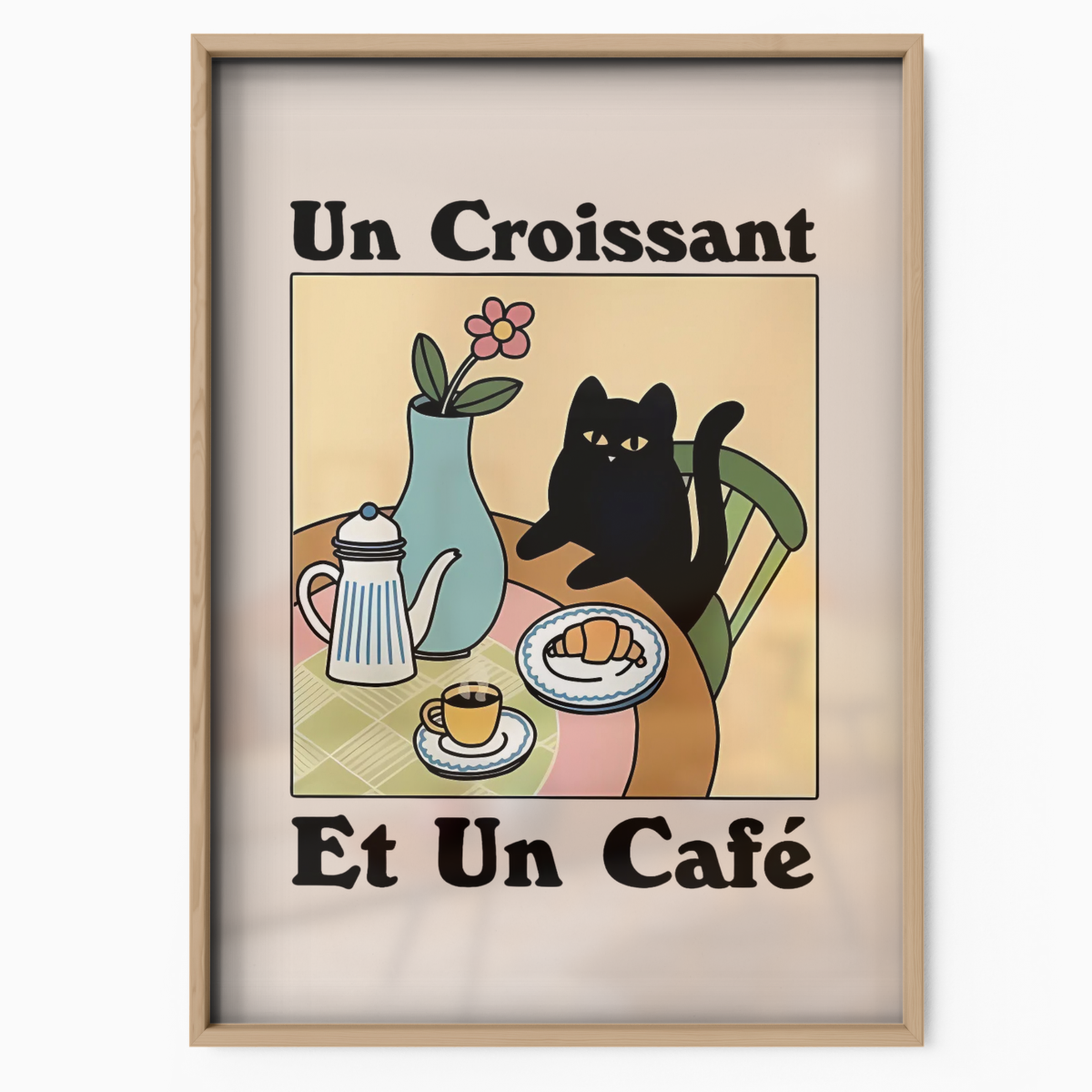 Cat Un Croissant Et Un Cafe