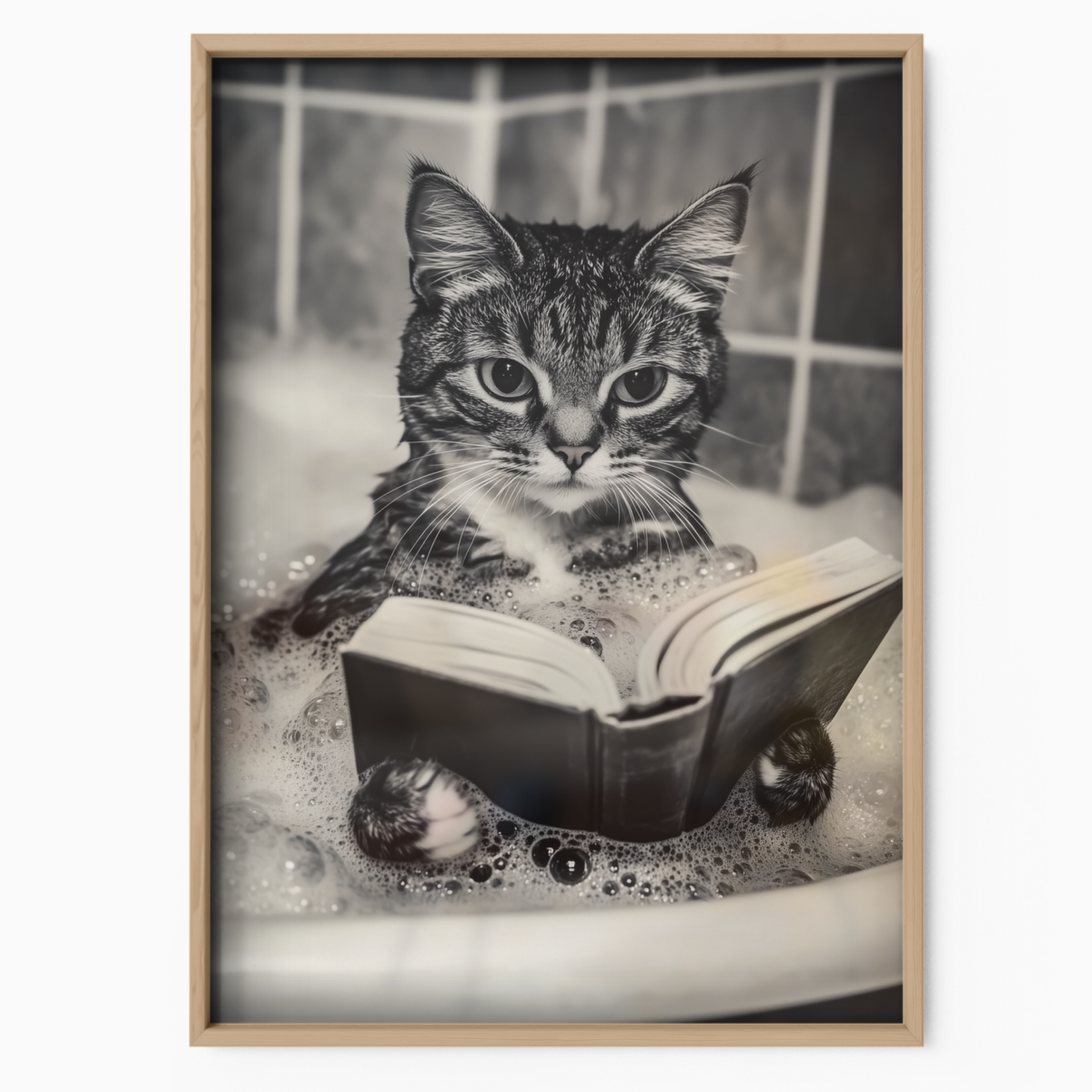 Cozy Cat Bathtub Reading
