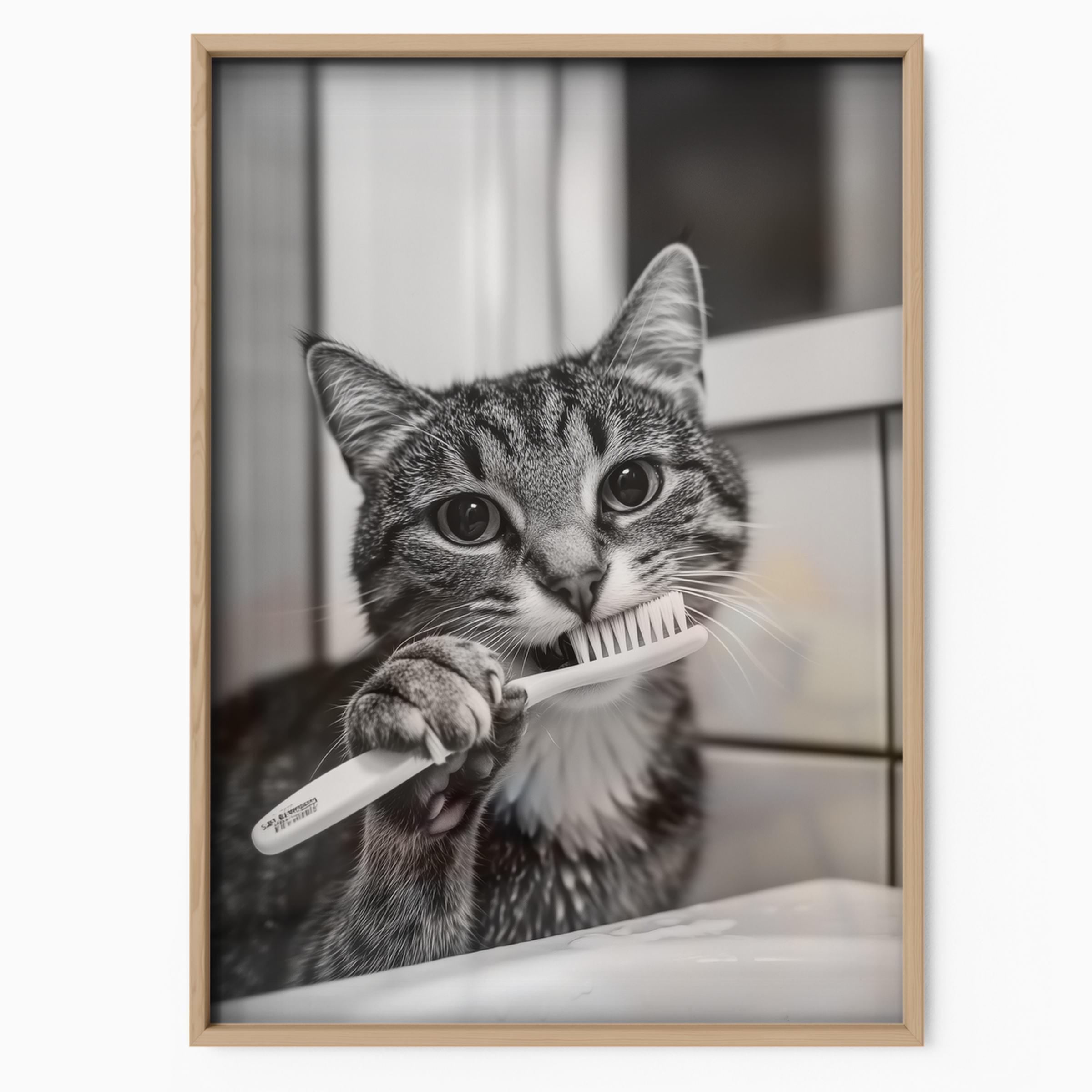 Cozy Cat Toothbrush Time