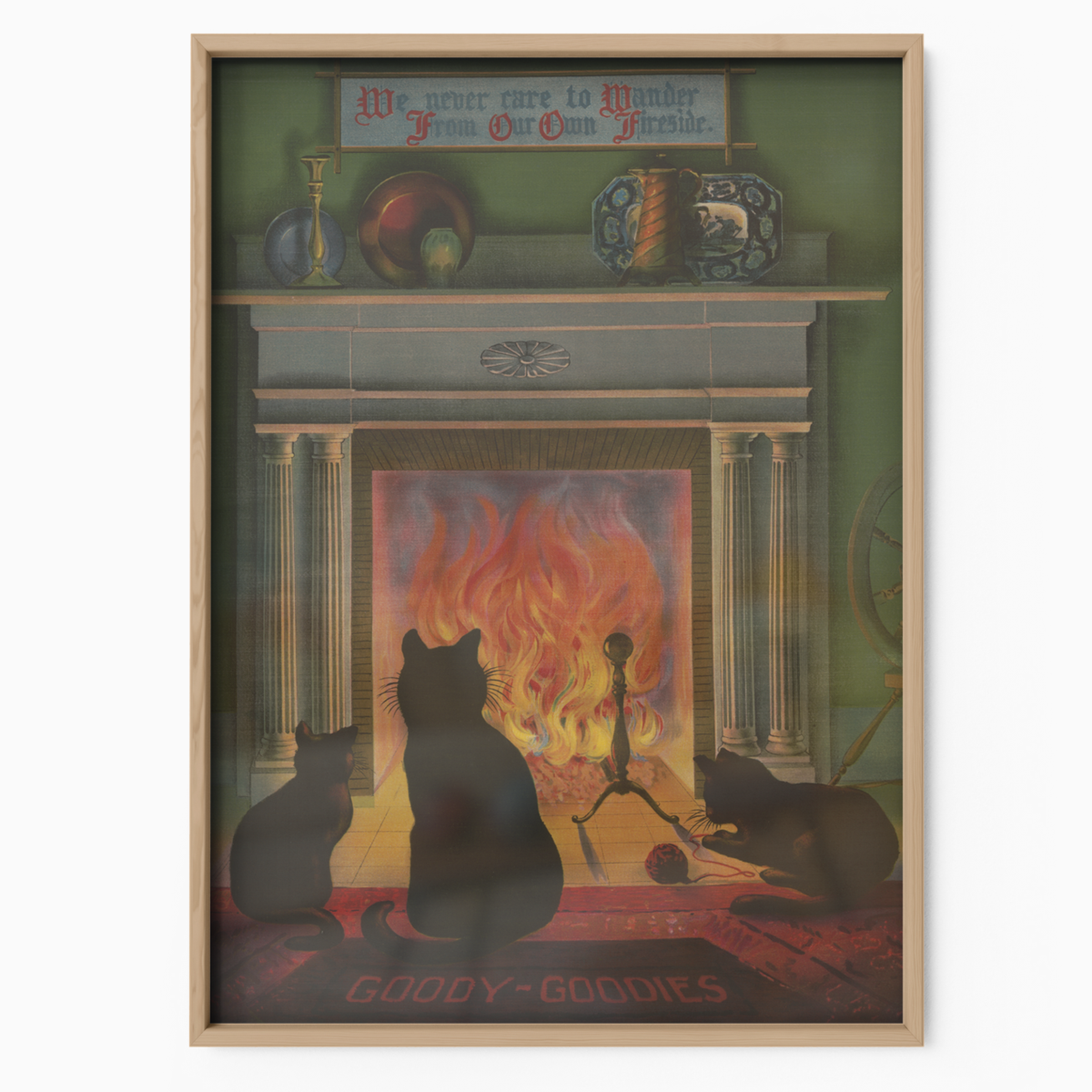 Cozy Cats By The Fireplace