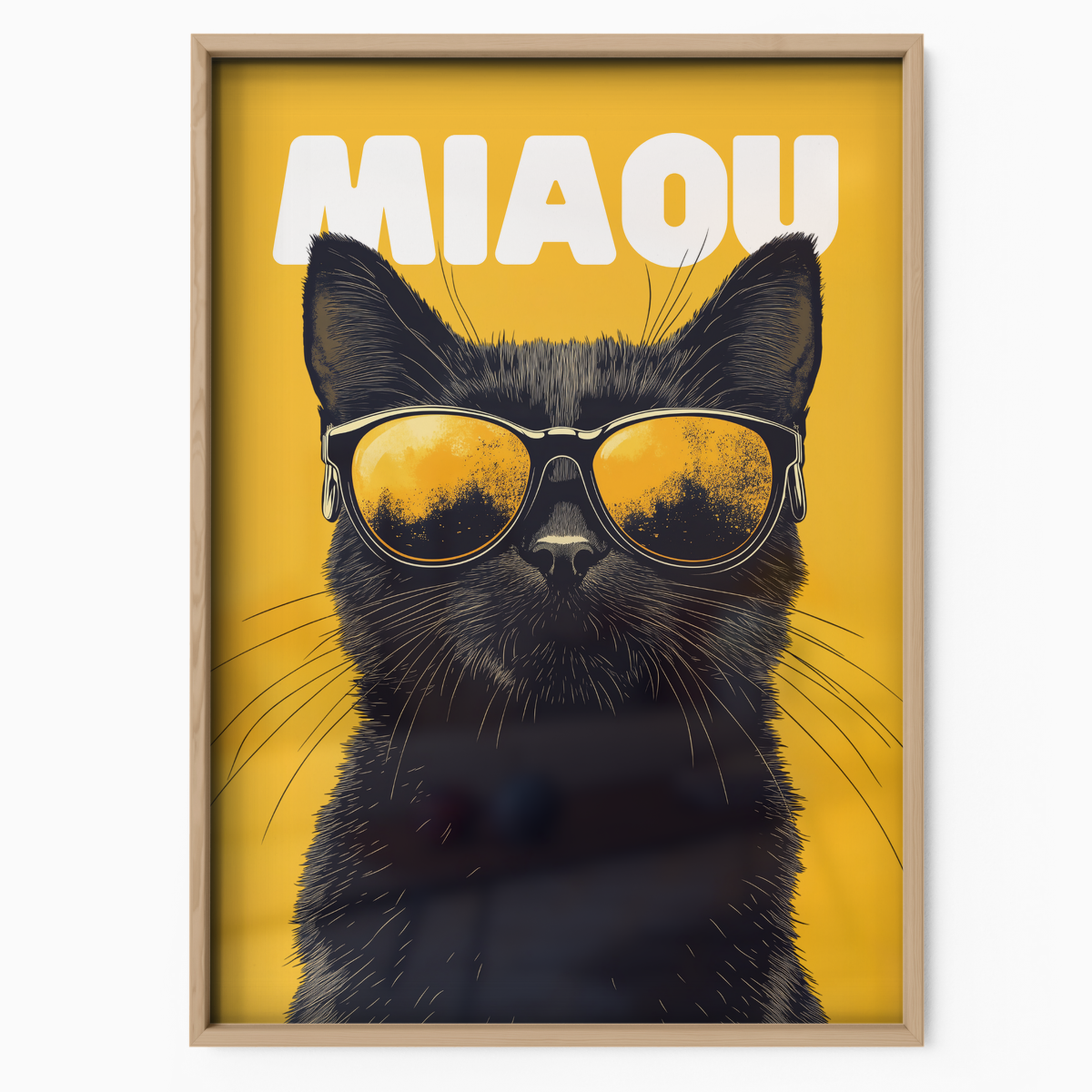 Groovy Black Cat Yellow Miaou