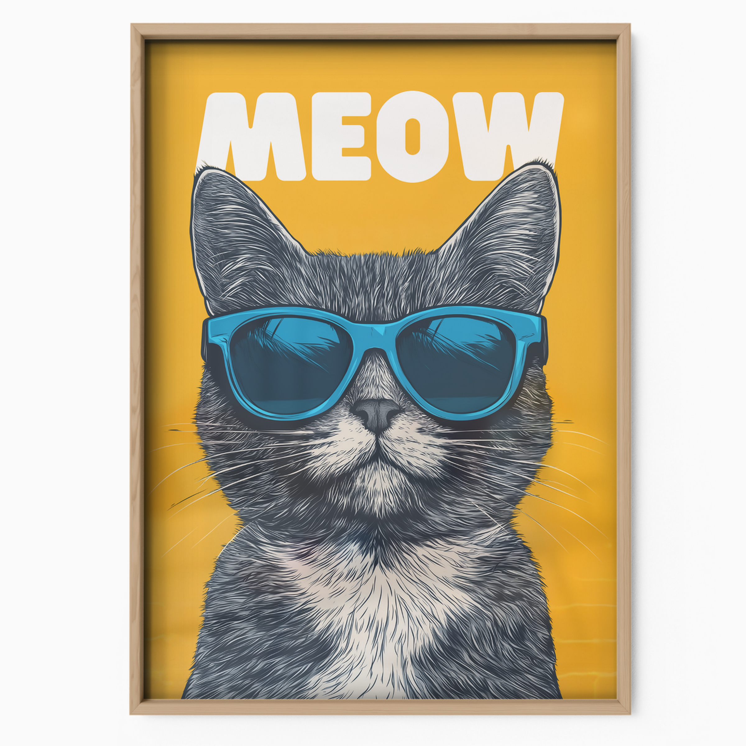 Groovy Cat Blue Glass Meow