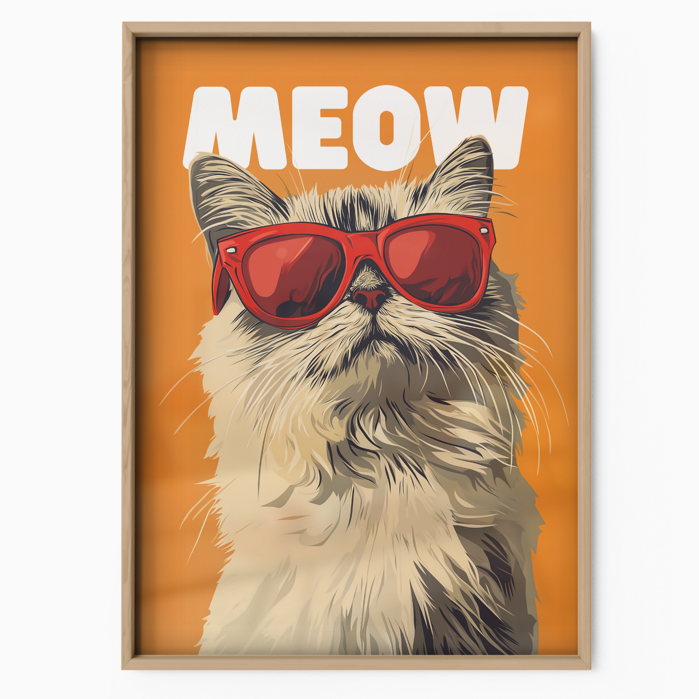 Groovy Cat Red Glass Meow