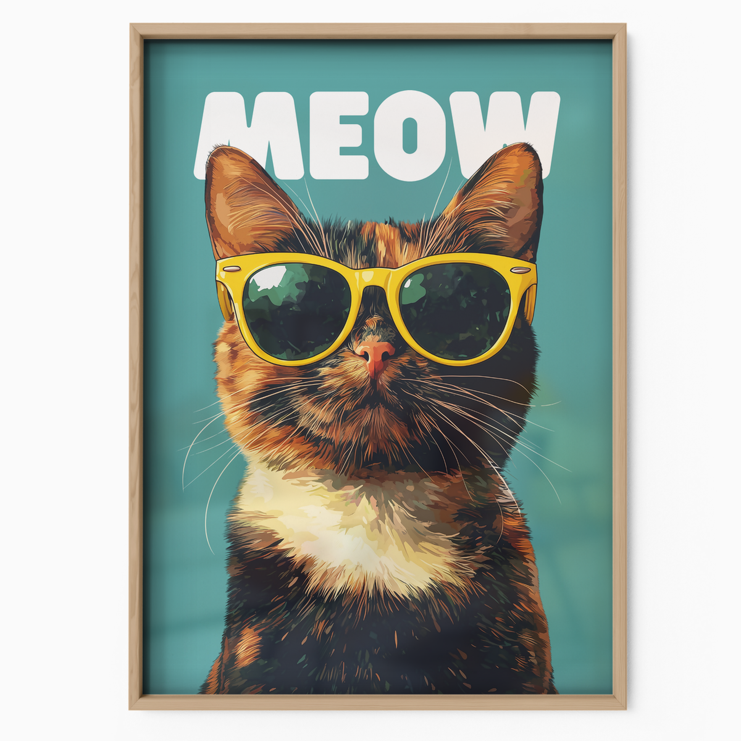 Groovy Cat Yellow Glass Meow