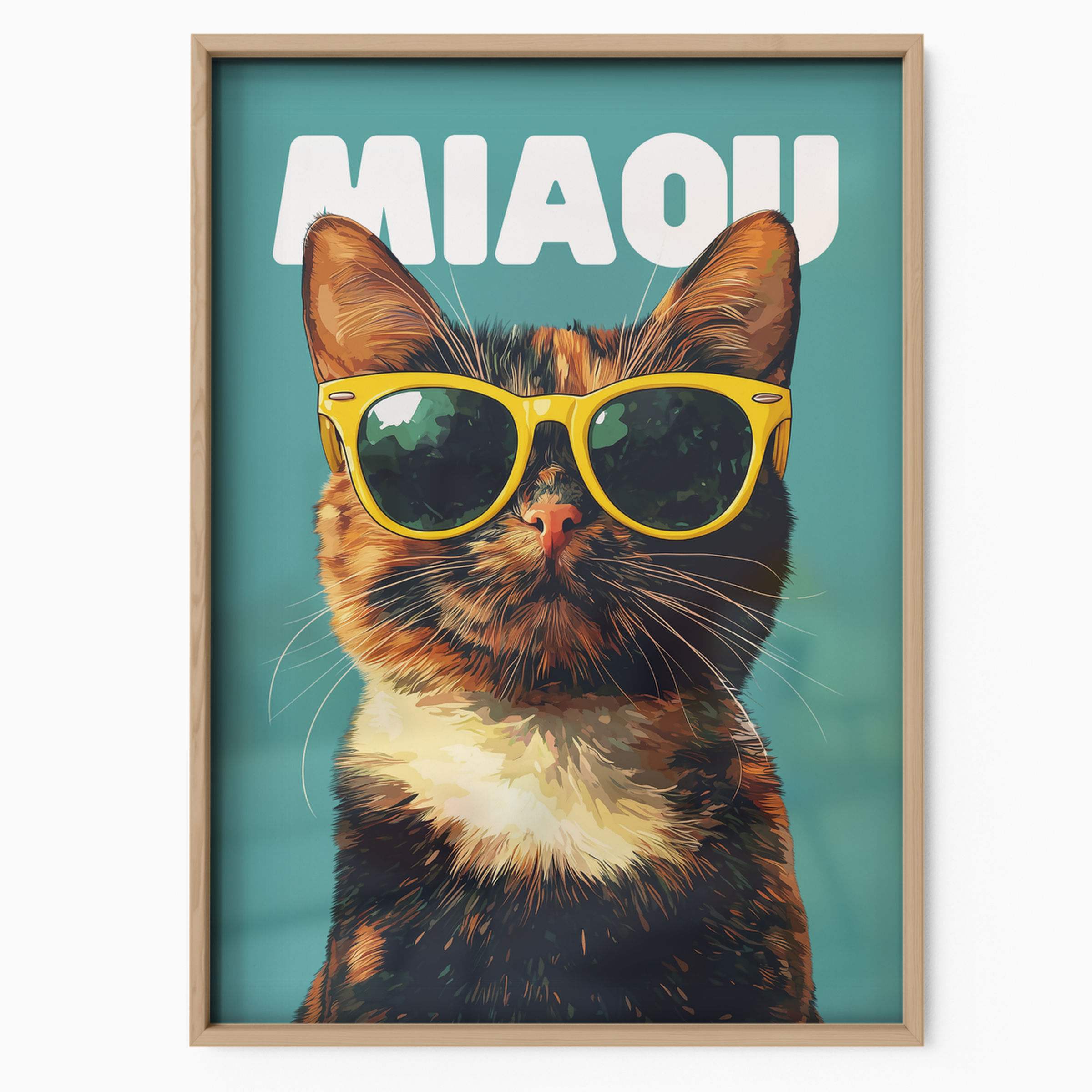 Groovy Cat Yellow Glass Miaou