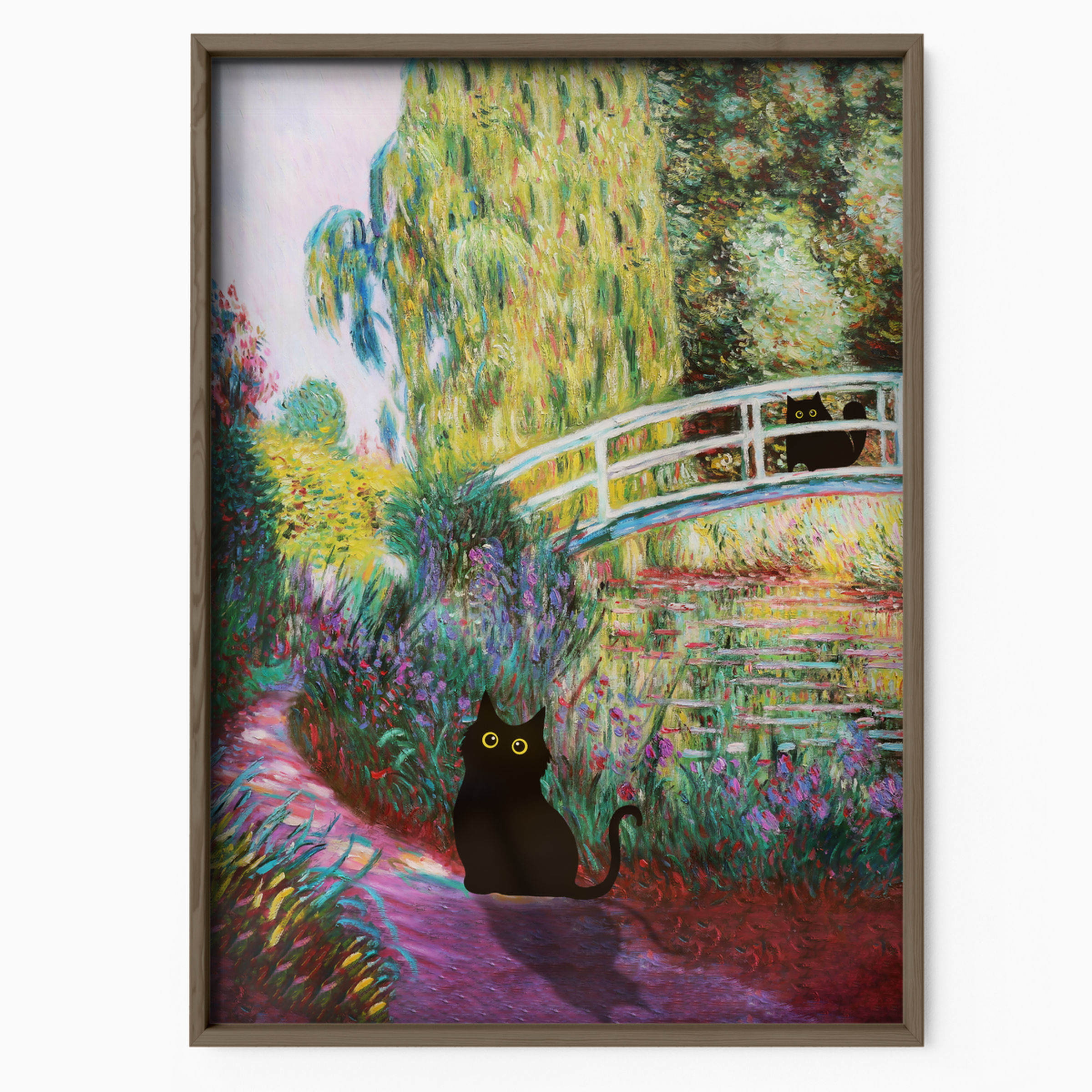 Black Cat By Monet Bridge