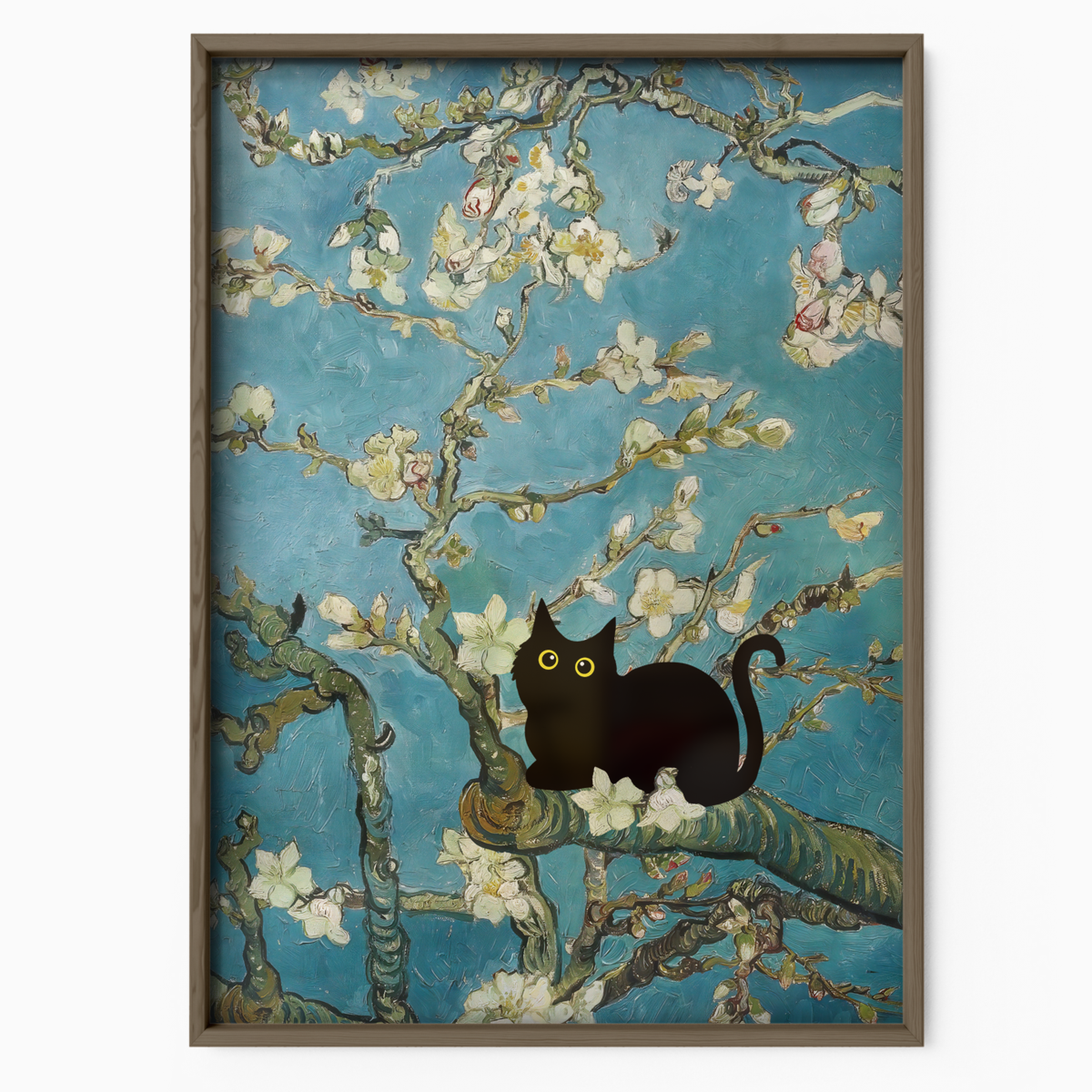 Black Cat In Van Gogh Almond Blossoms