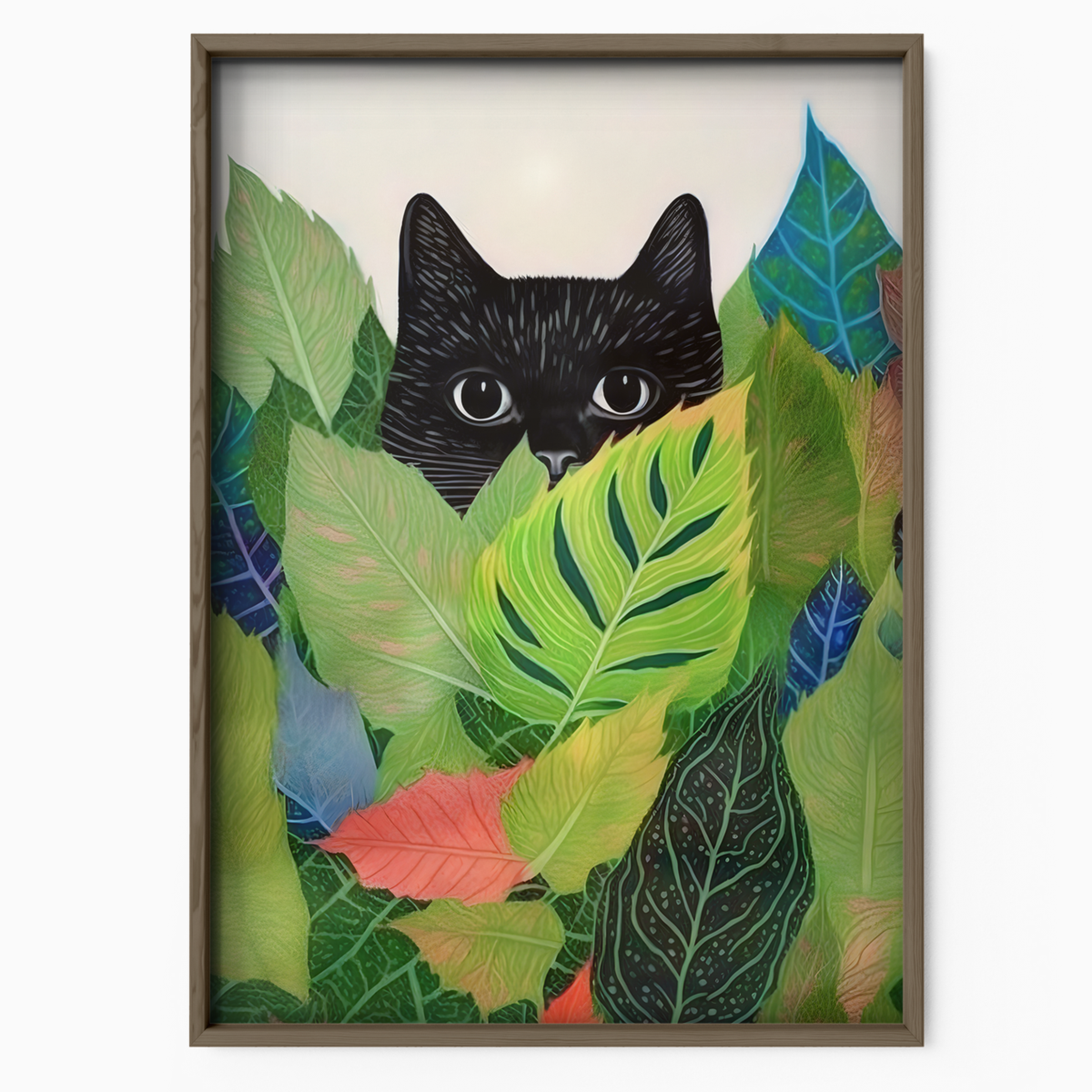 Cat Hiding In Leaves