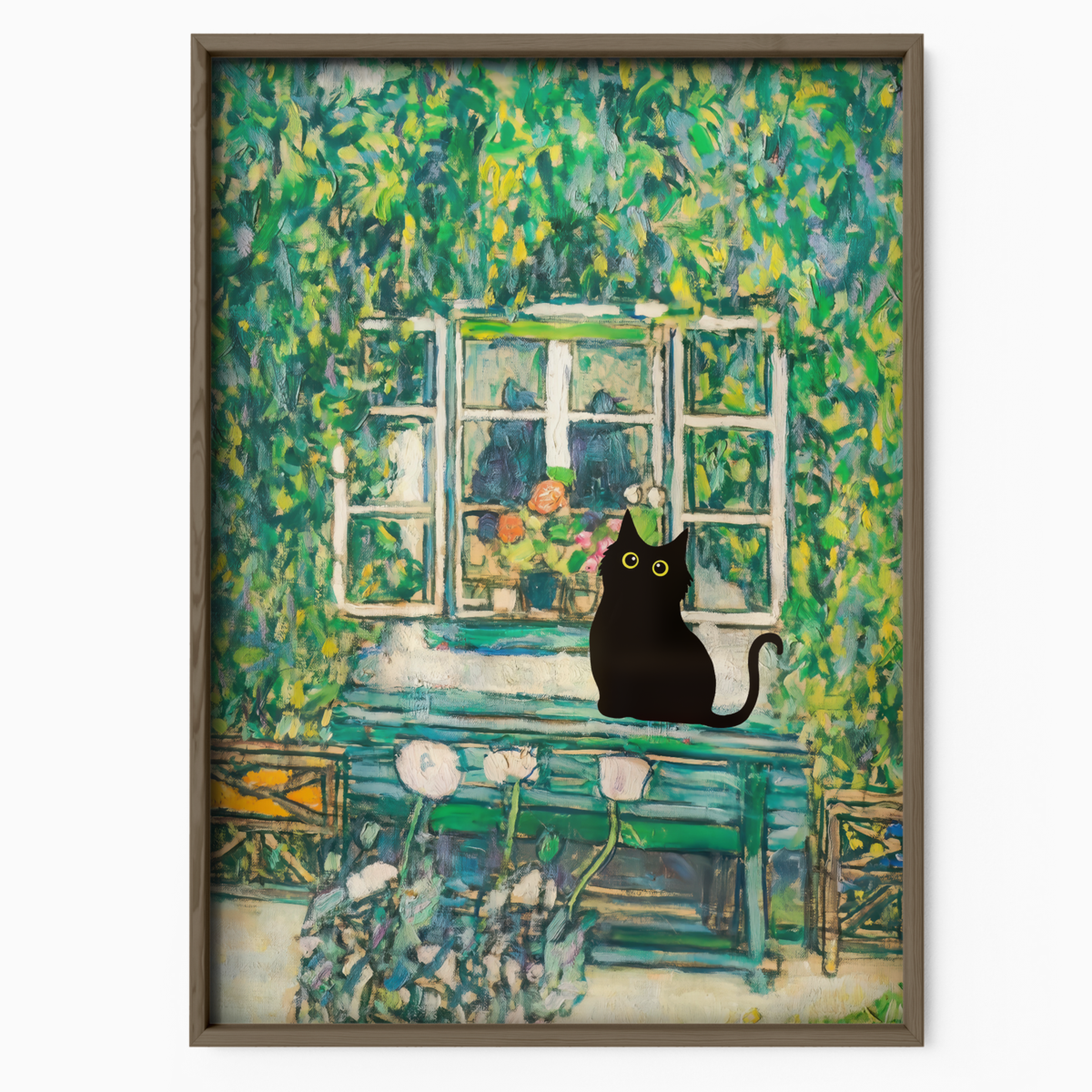 Cat In Monet Garden Window