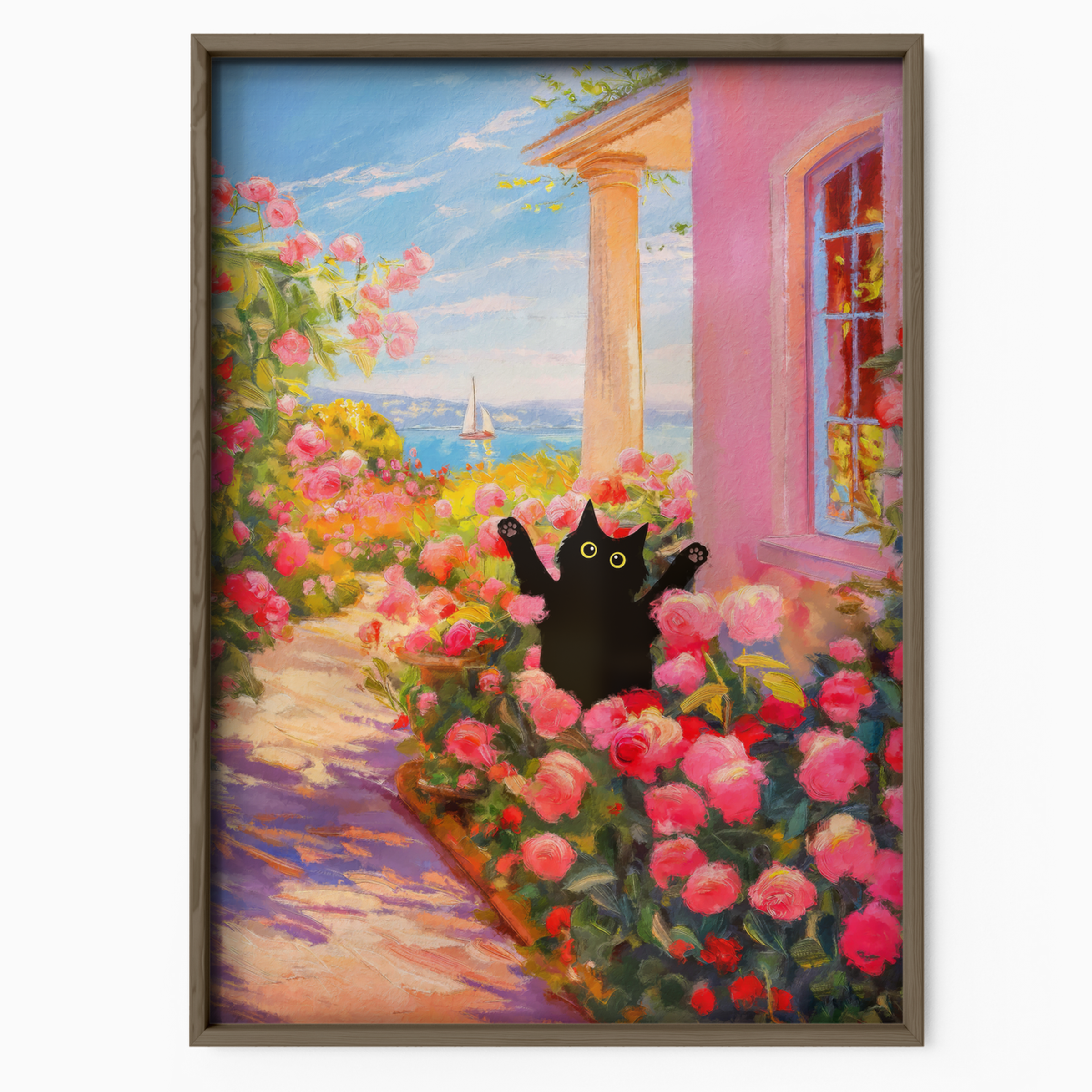 Cat In Monet Rose Garden