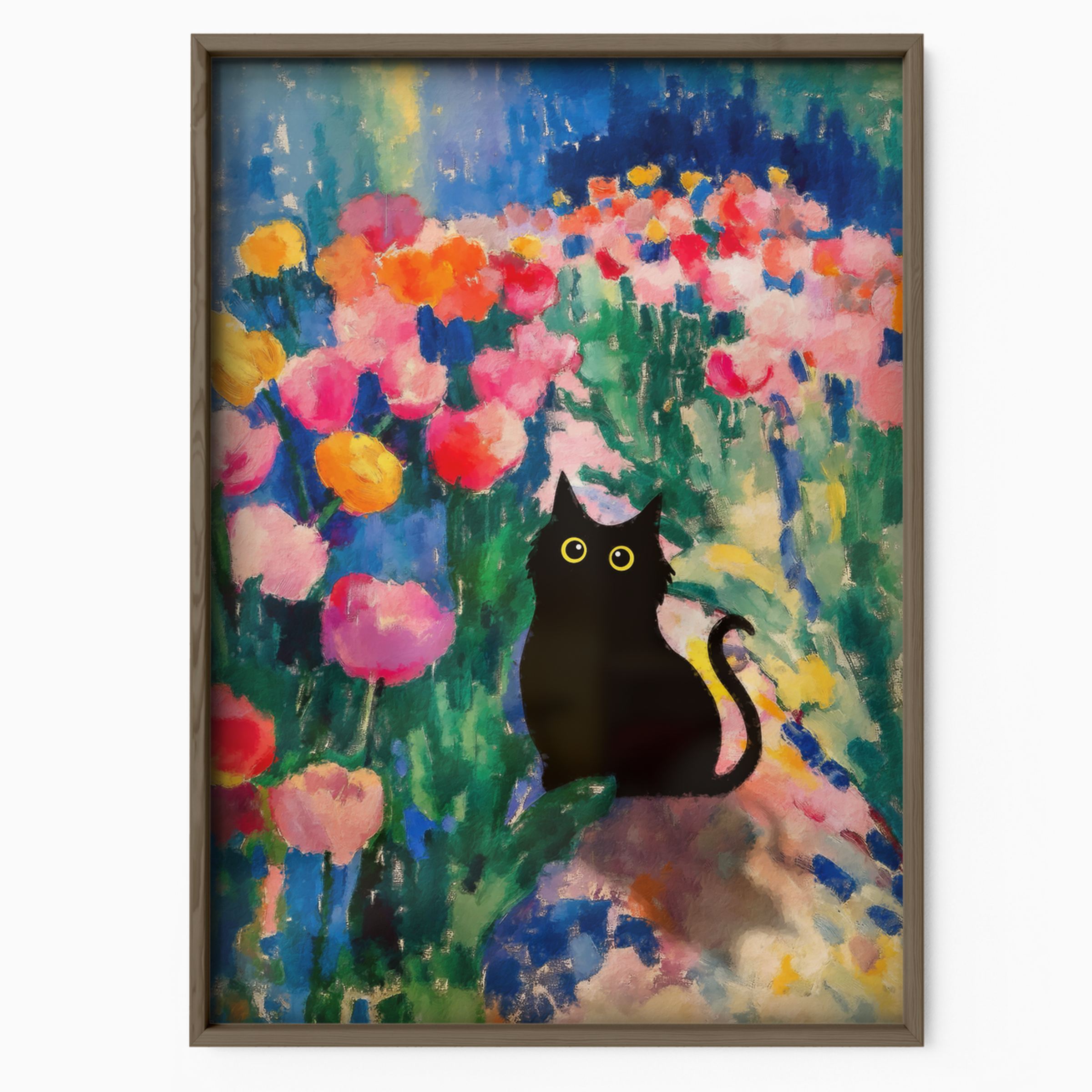 Cat In Monet Tulip Field