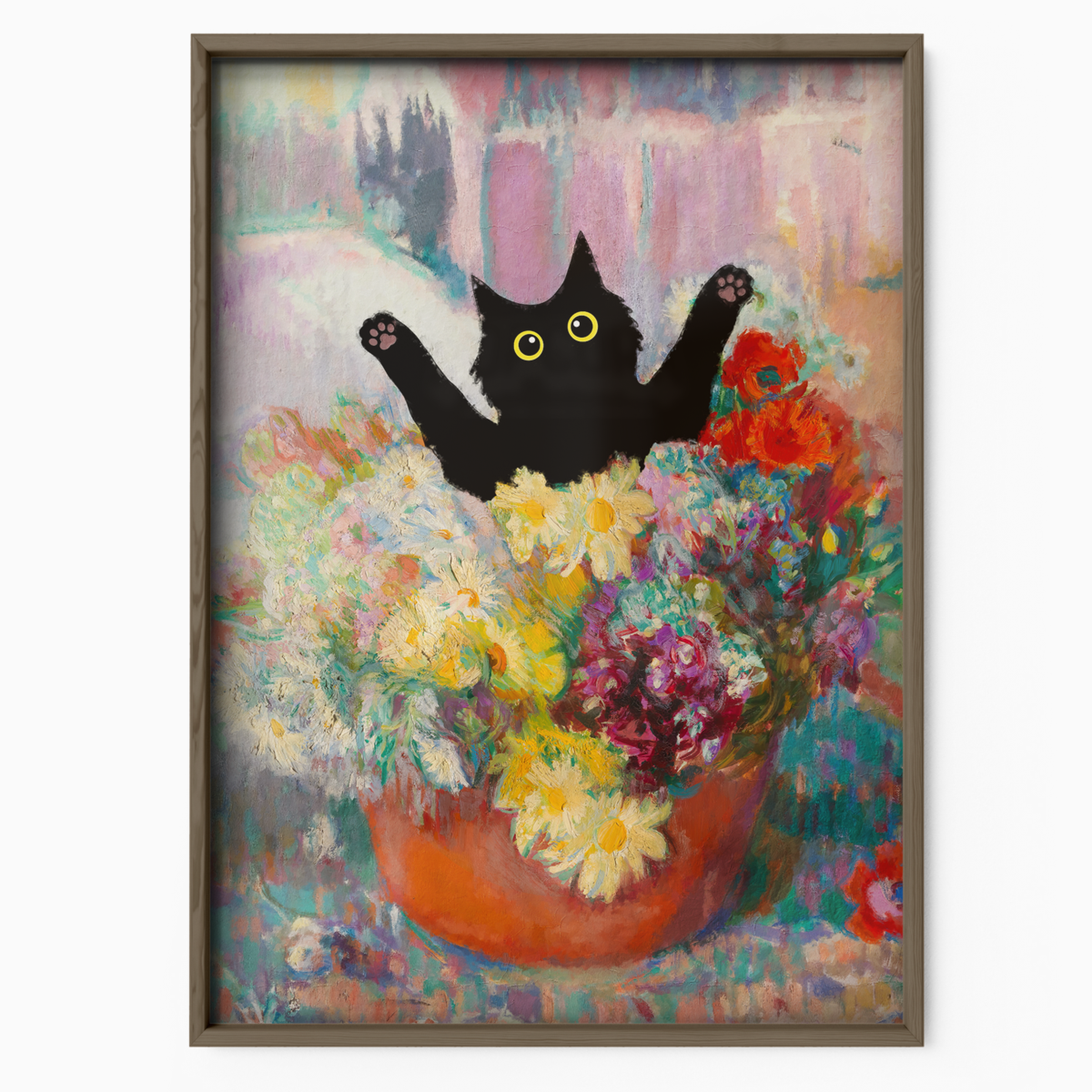 Cat Jump Matisse Flowers