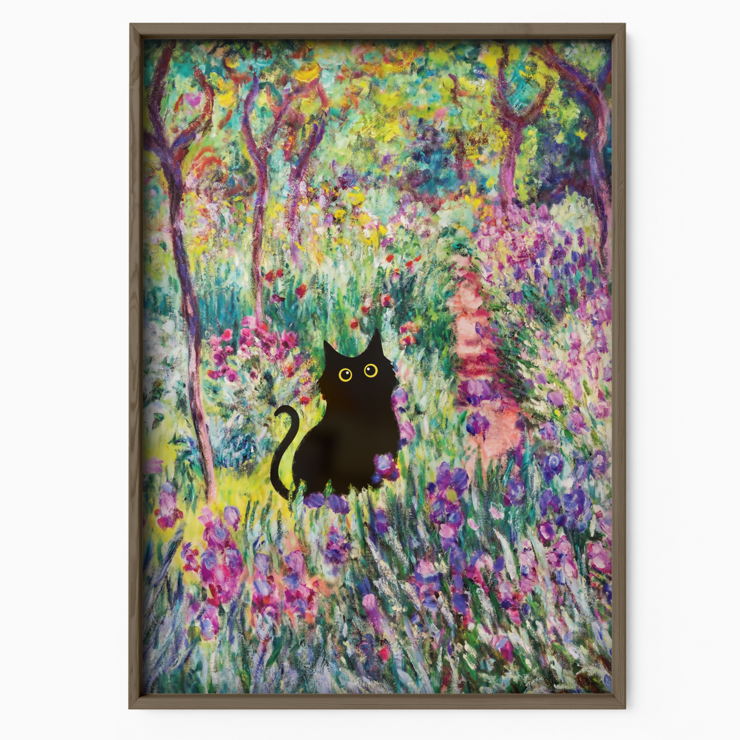 Cat Monet Irises Garden