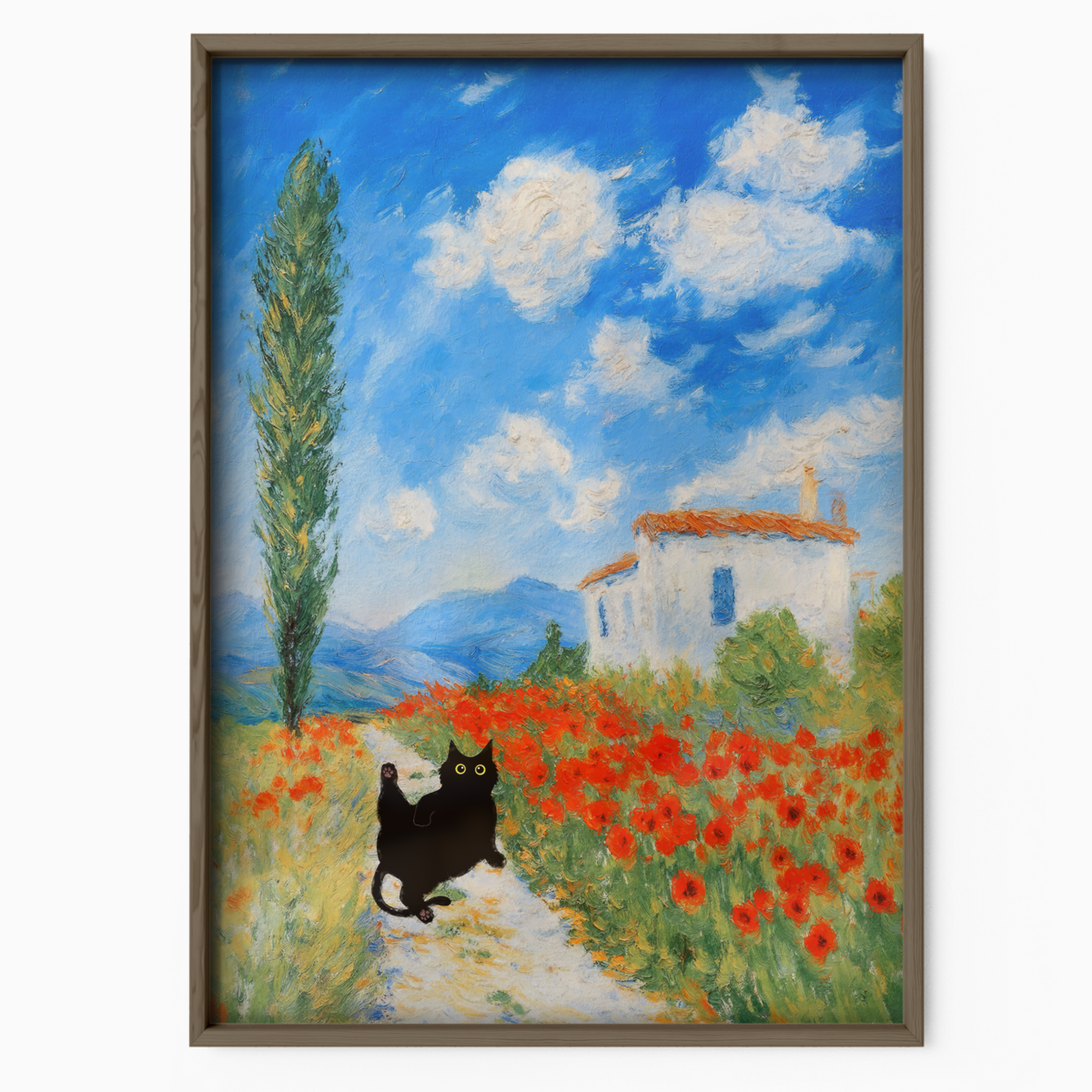 Cat On A Poppy Path
