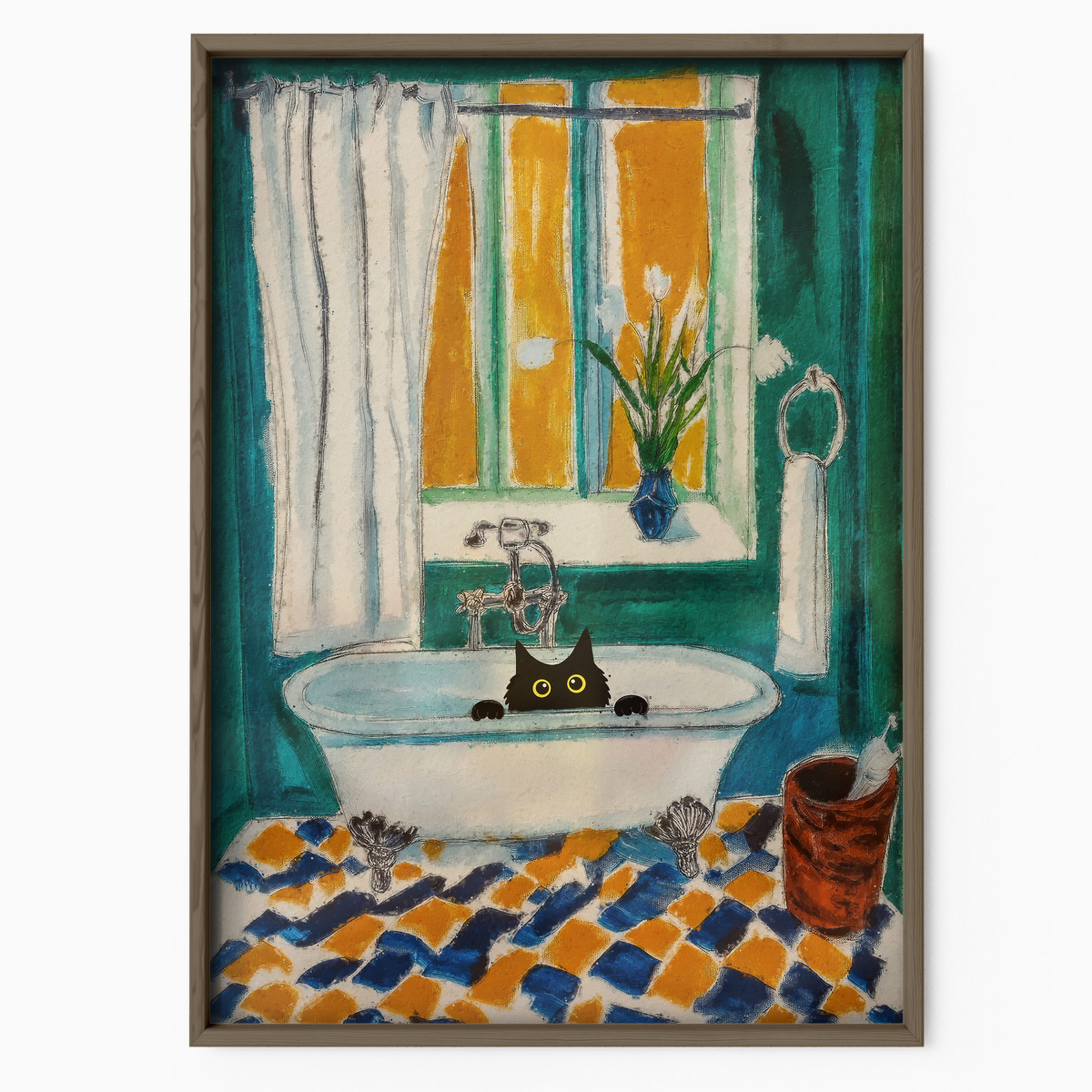 Cat Retro French Bathroom