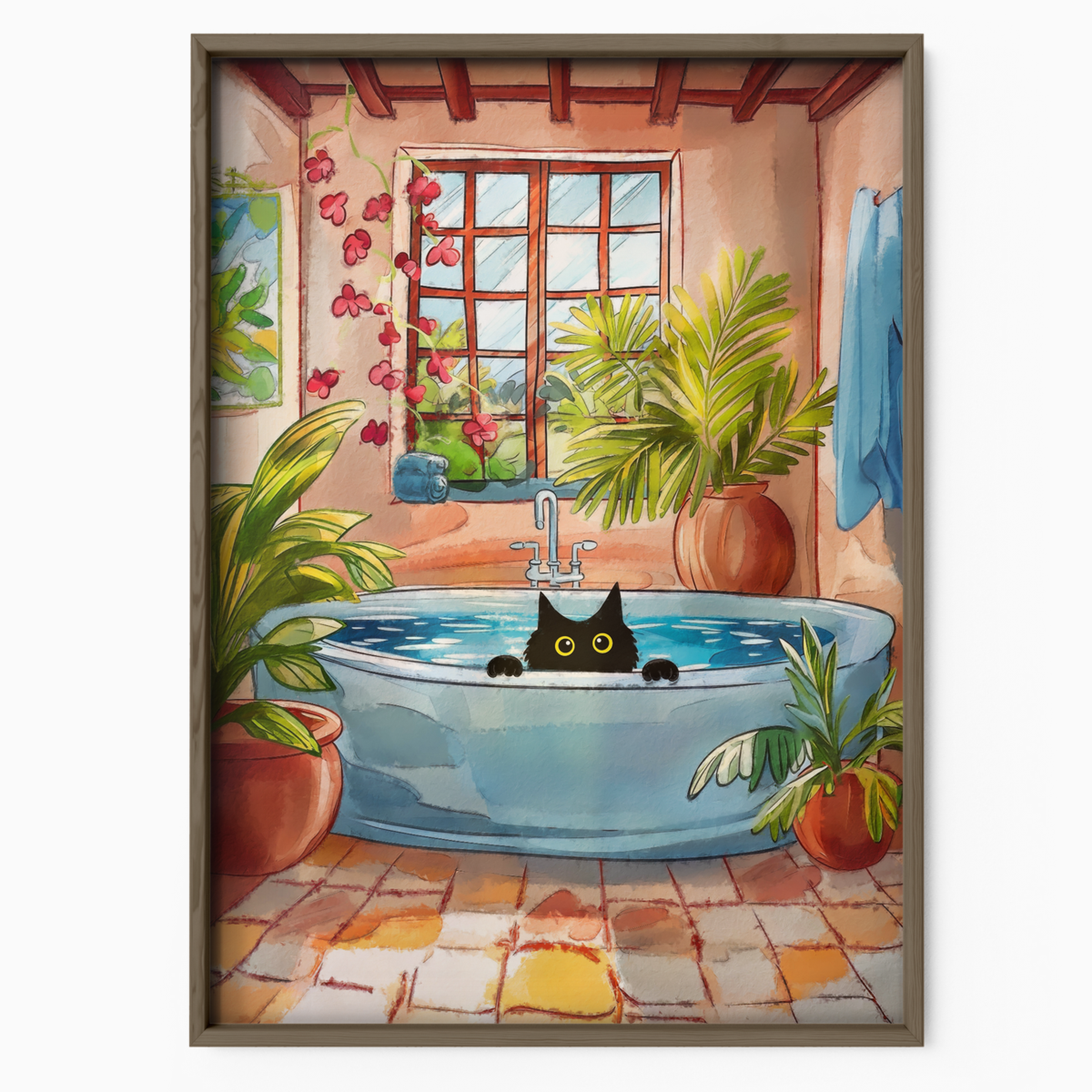 Cat Tropical Bathroom
