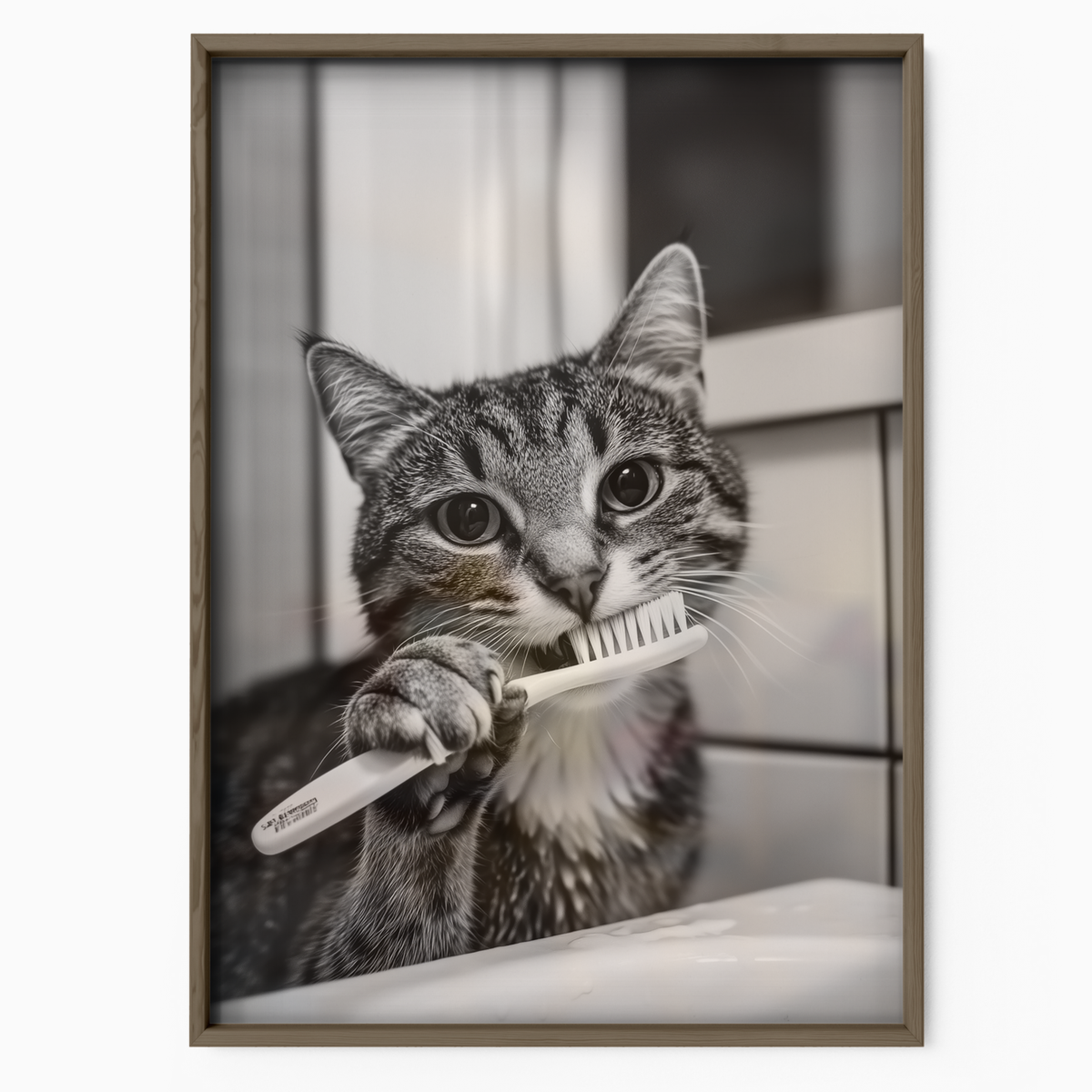 Cozy Cat Toothbrush Time