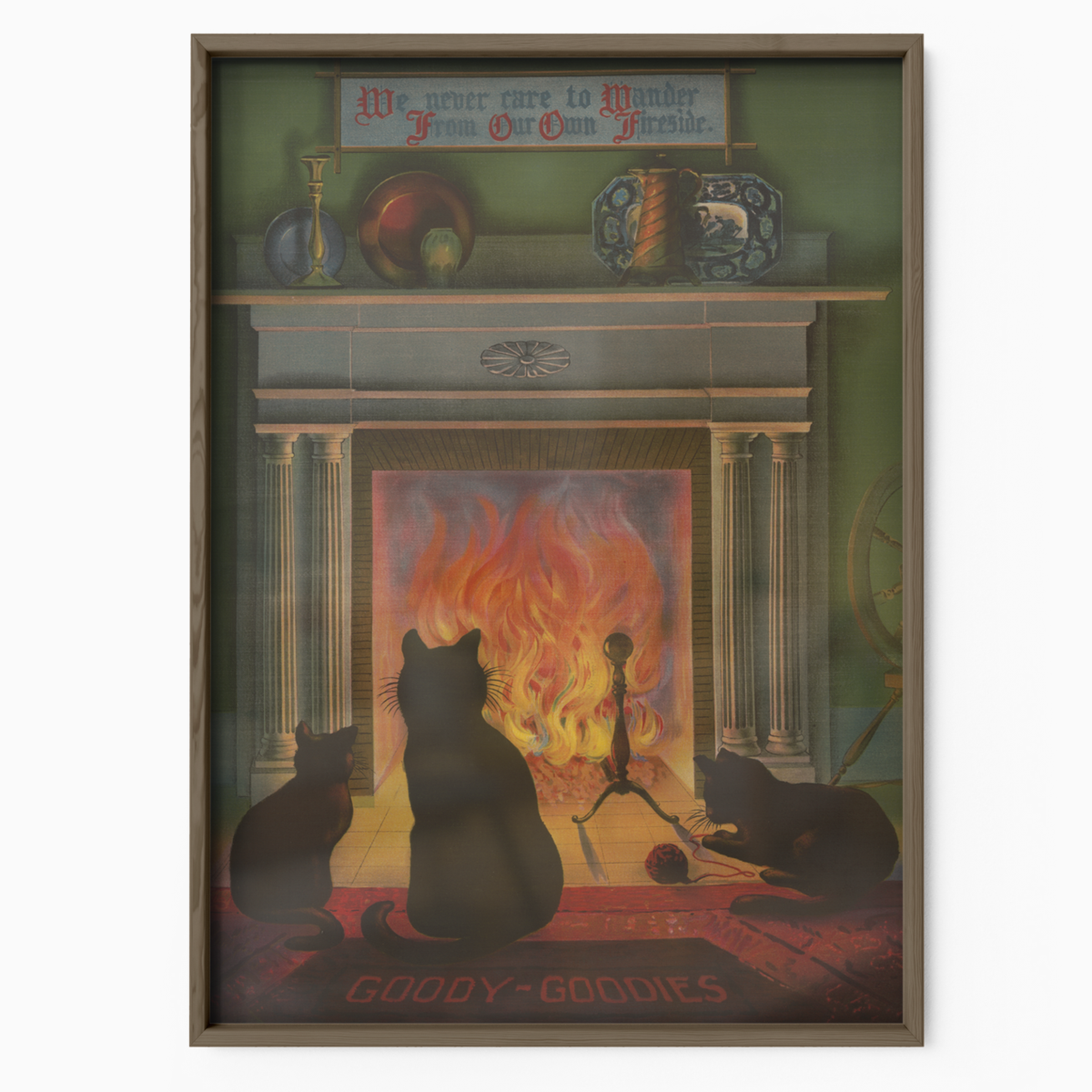 Cozy Cats By The Fireplace