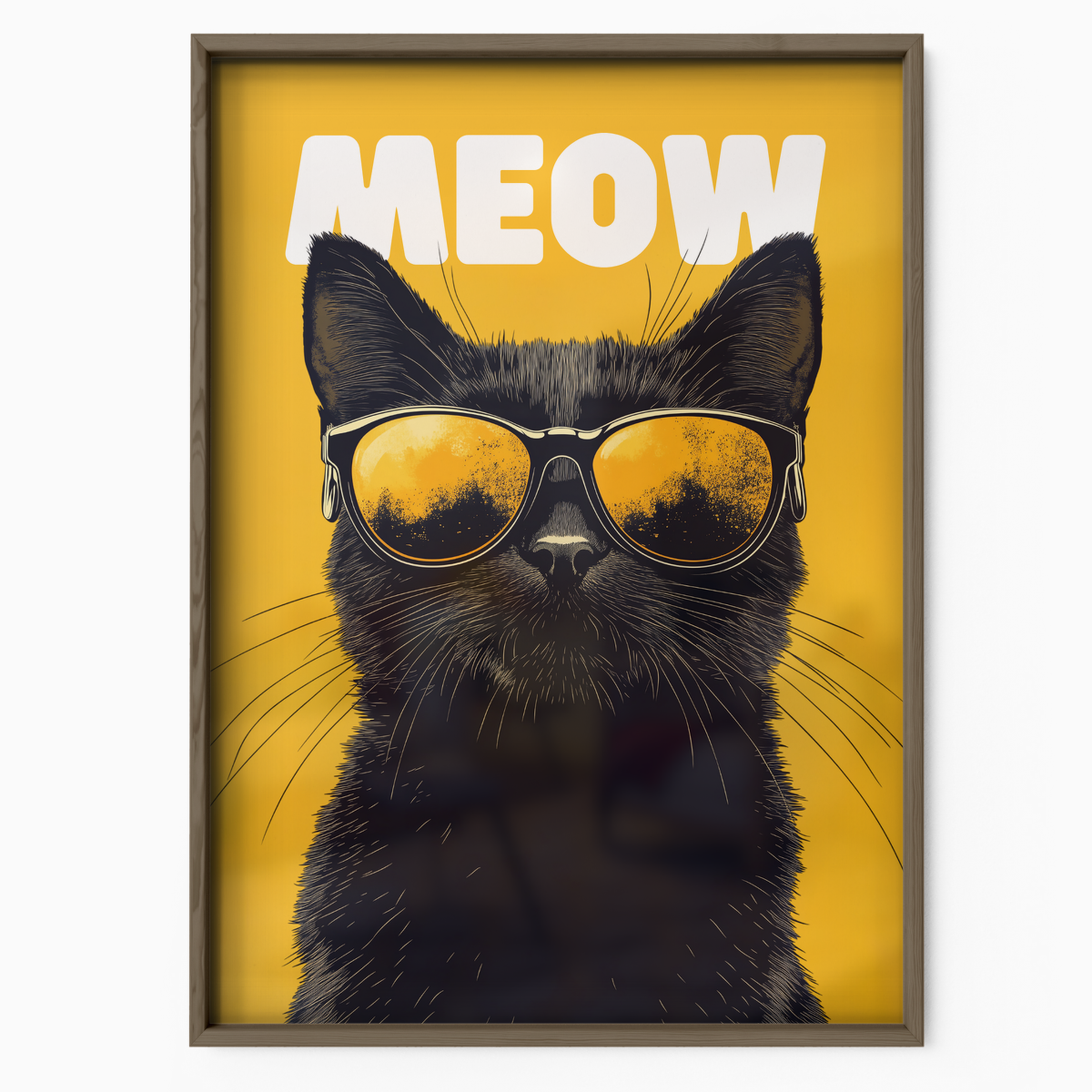 Groovy Black Cat Yellow Meow