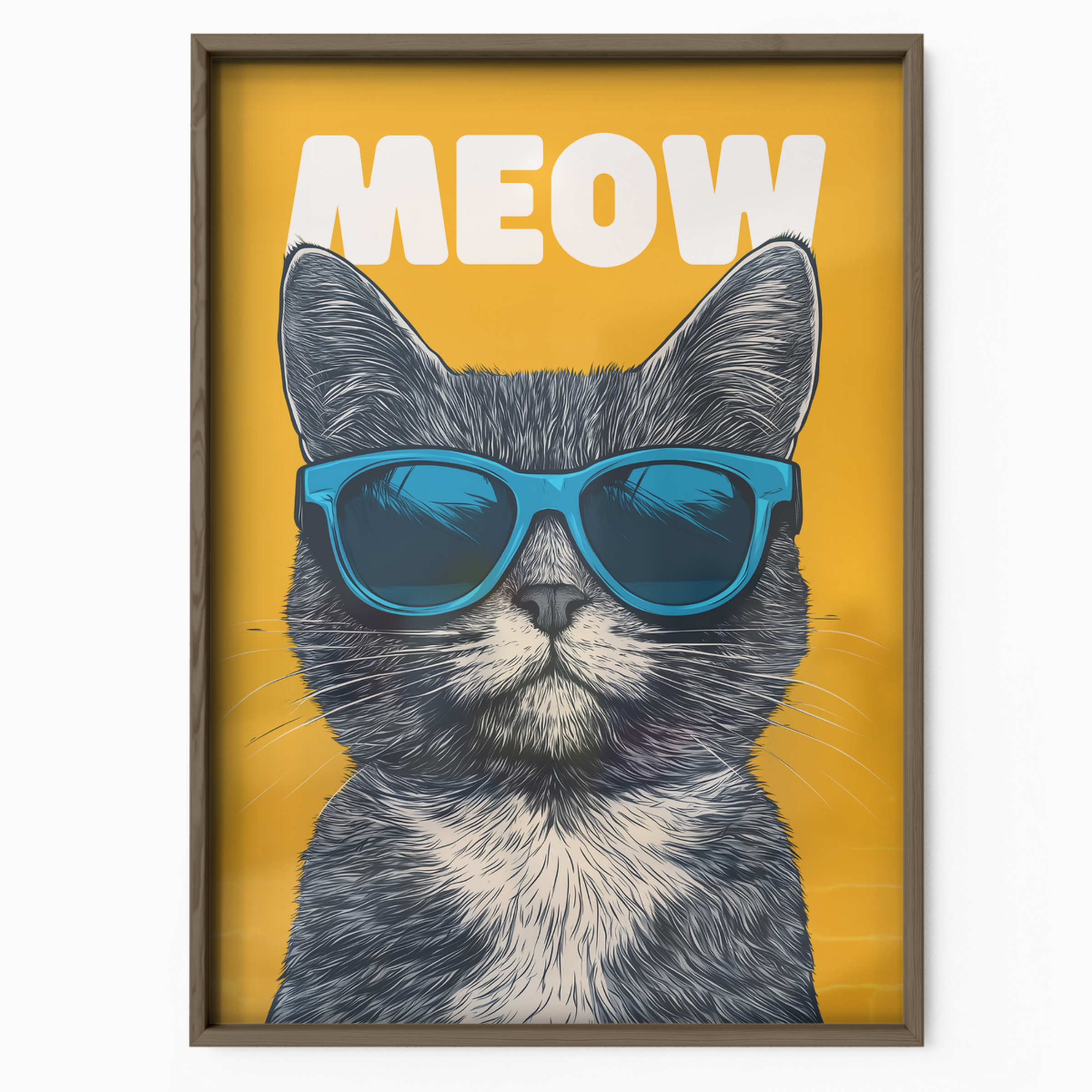 Groovy Cat Blue Glass Meow