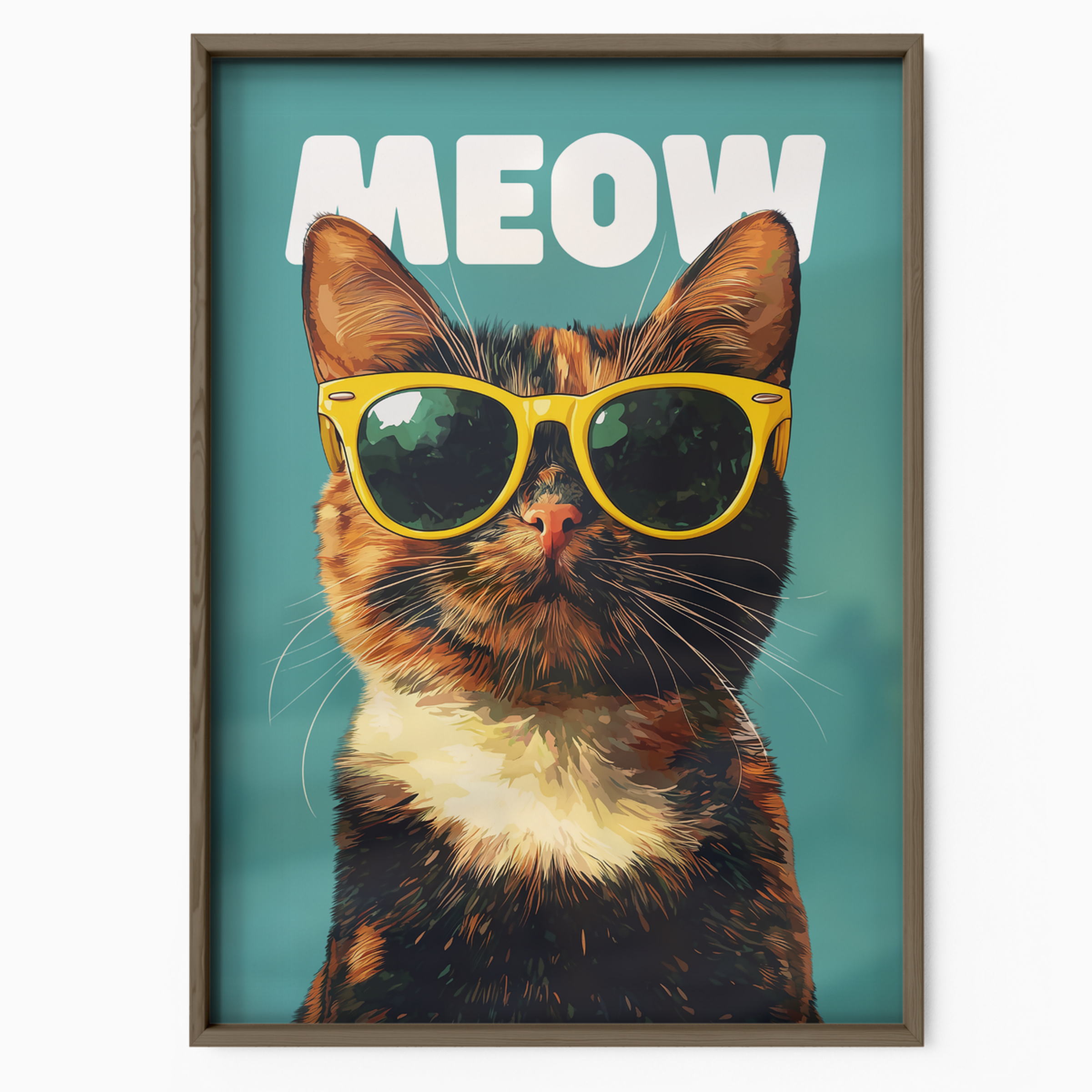 Groovy Cat Yellow Glass Meow