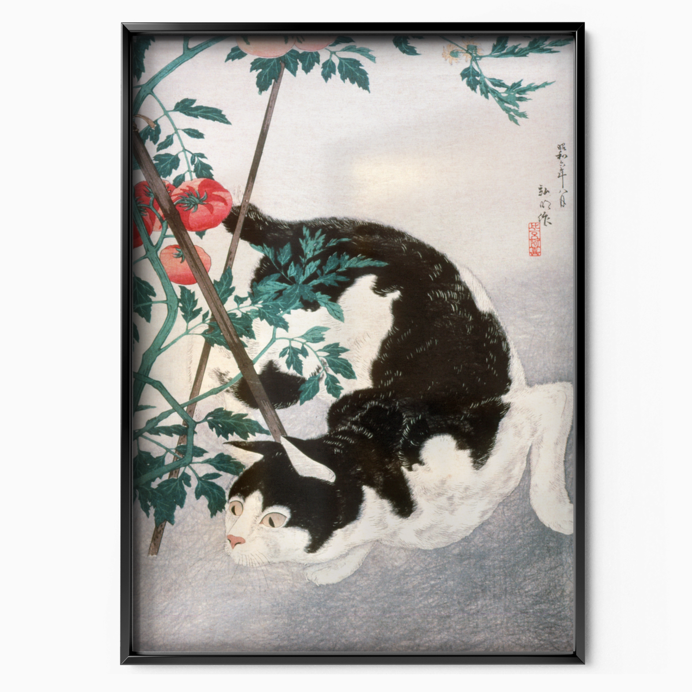 Cat And Peony Japenese Art