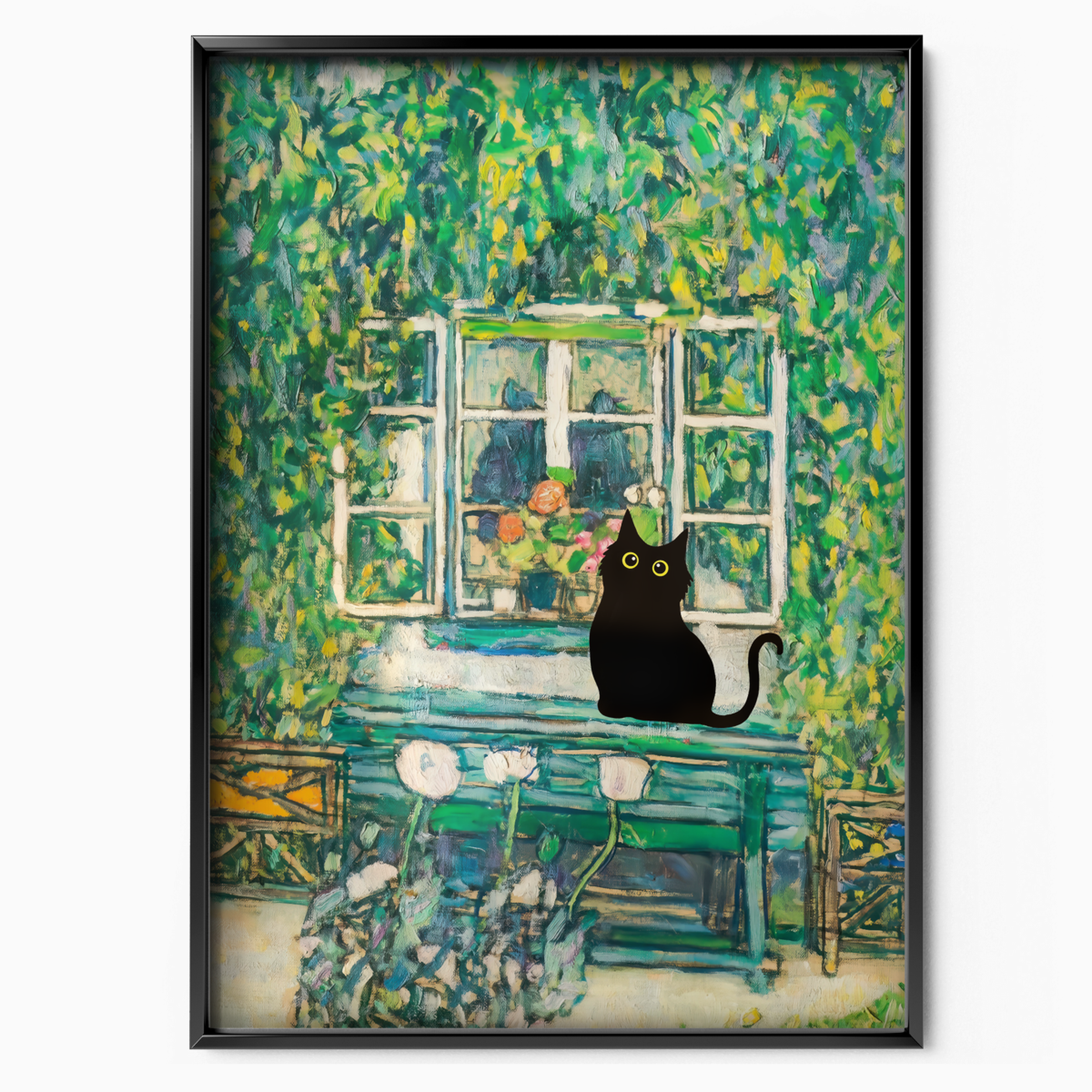 Cat In Monet Garden Window