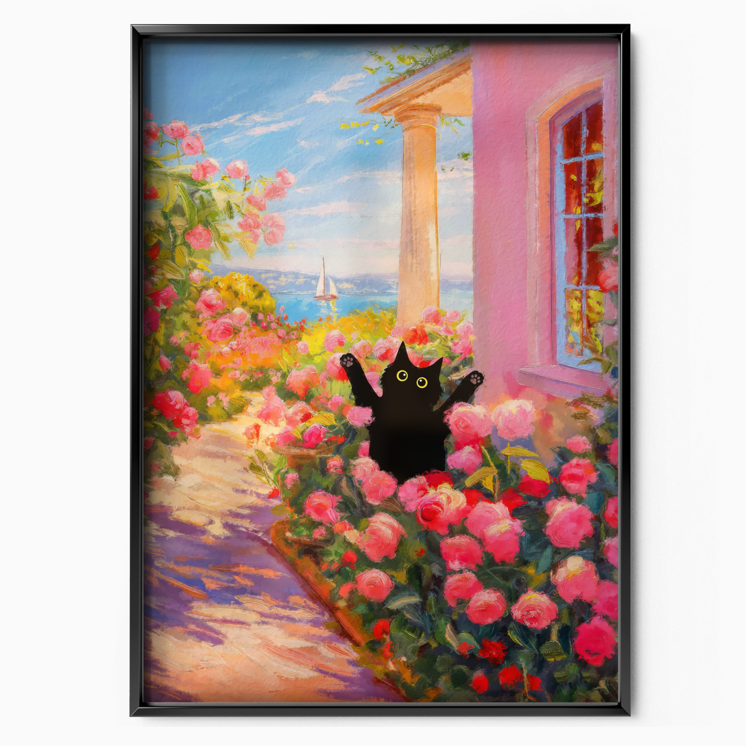 Cat In Monet Rose Garden