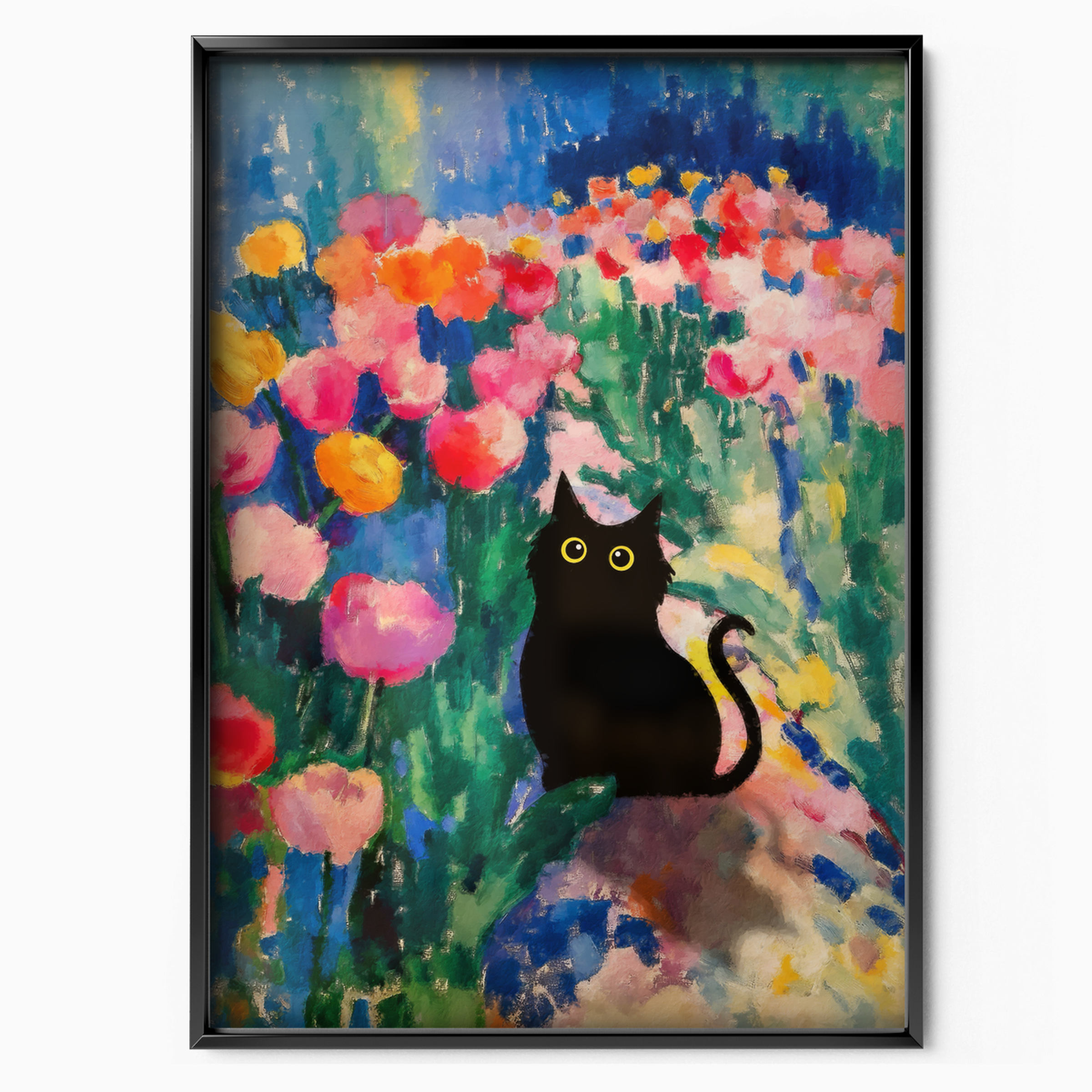 Cat In Monet Tulip Field