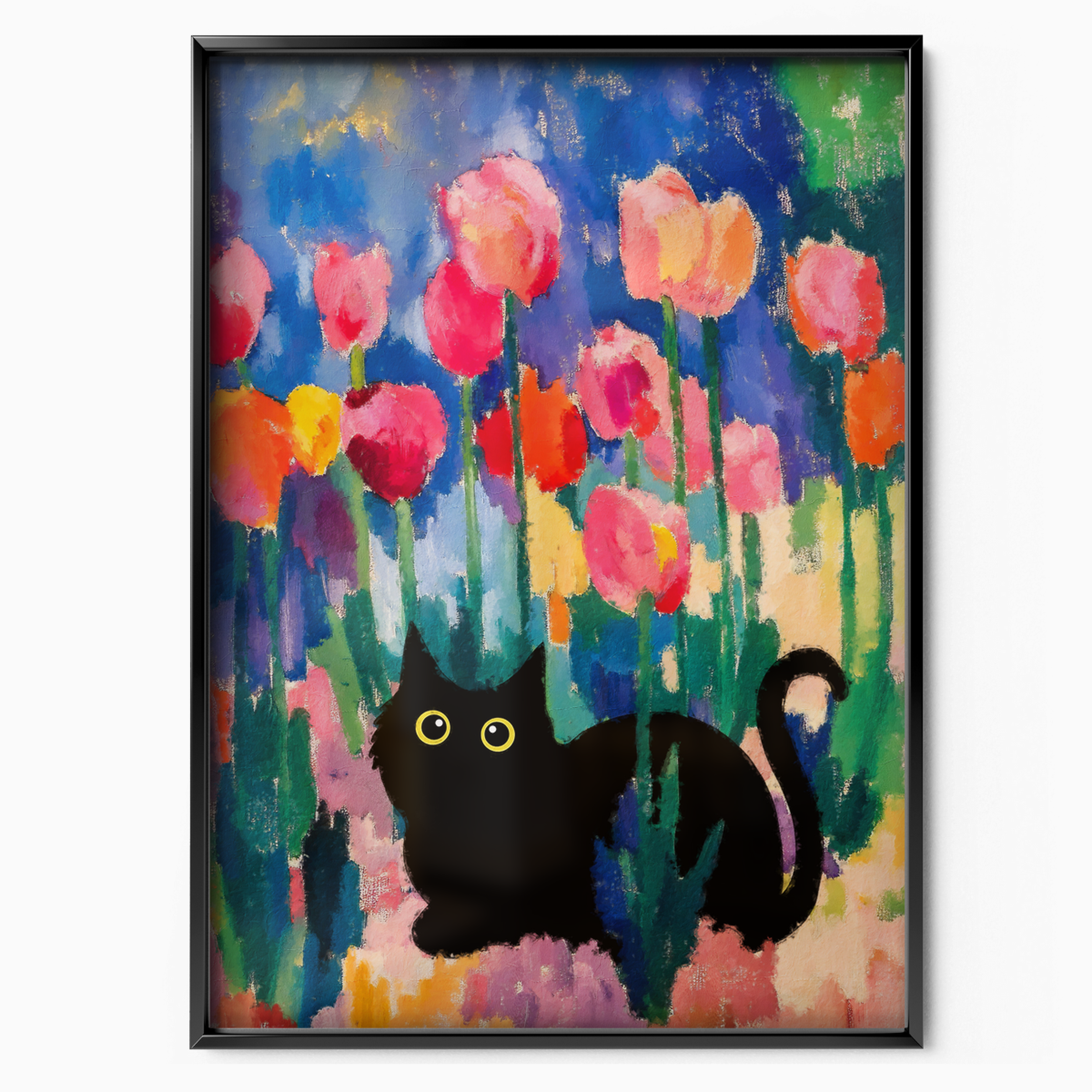 Cat In Monet Tulips
