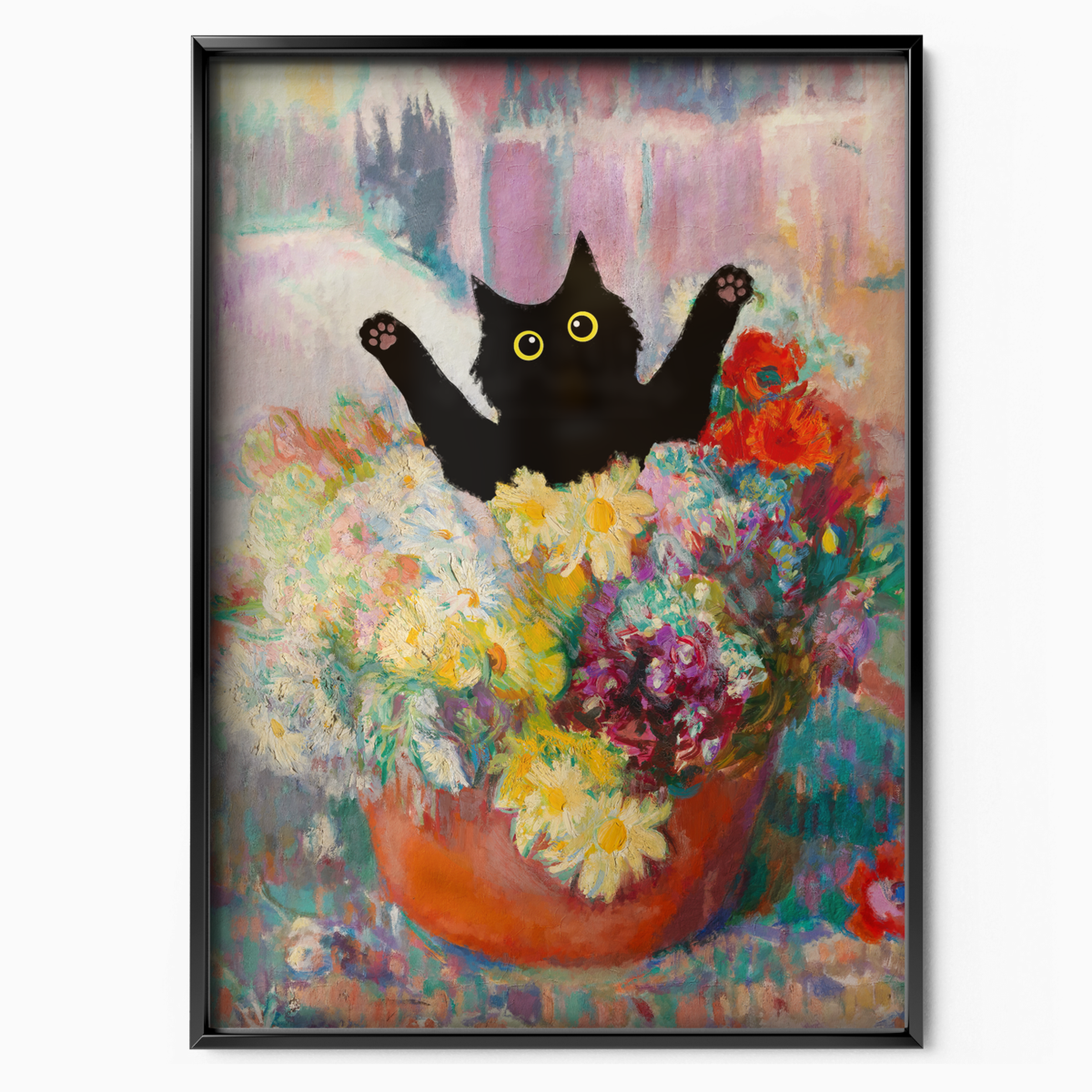 Cat Jump Matisse Flowers