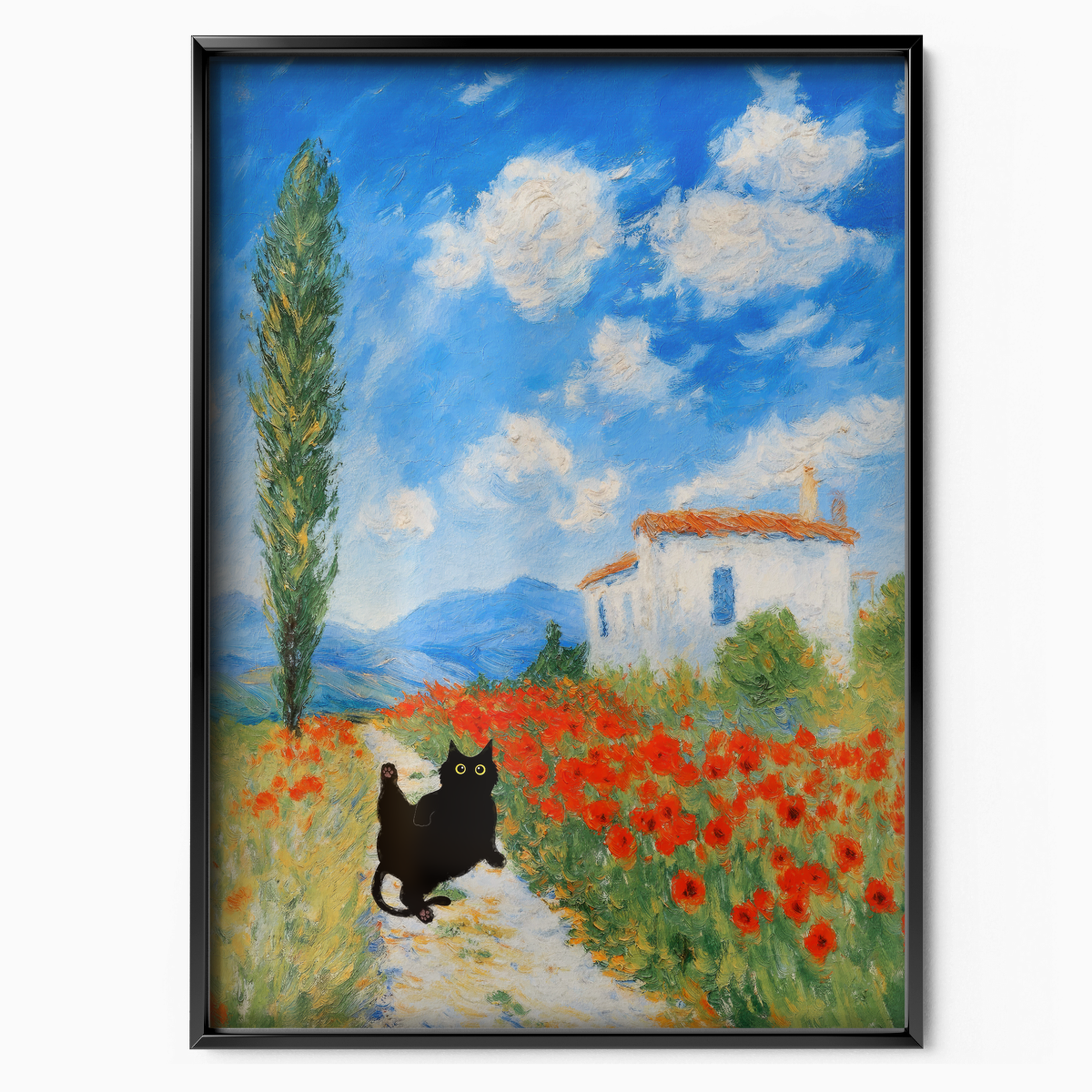 Cat On A Poppy Path