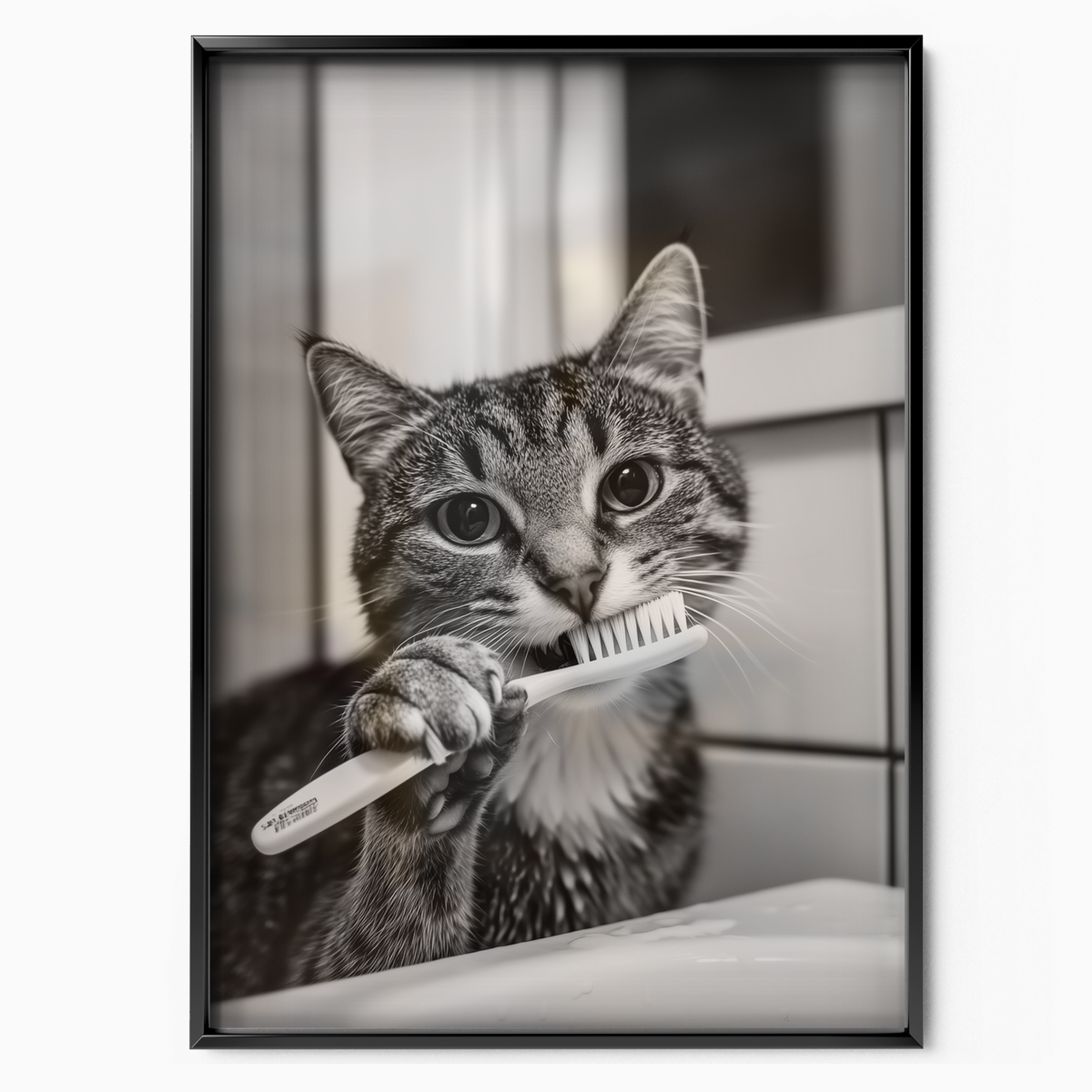 Cozy Cat Toothbrush Time