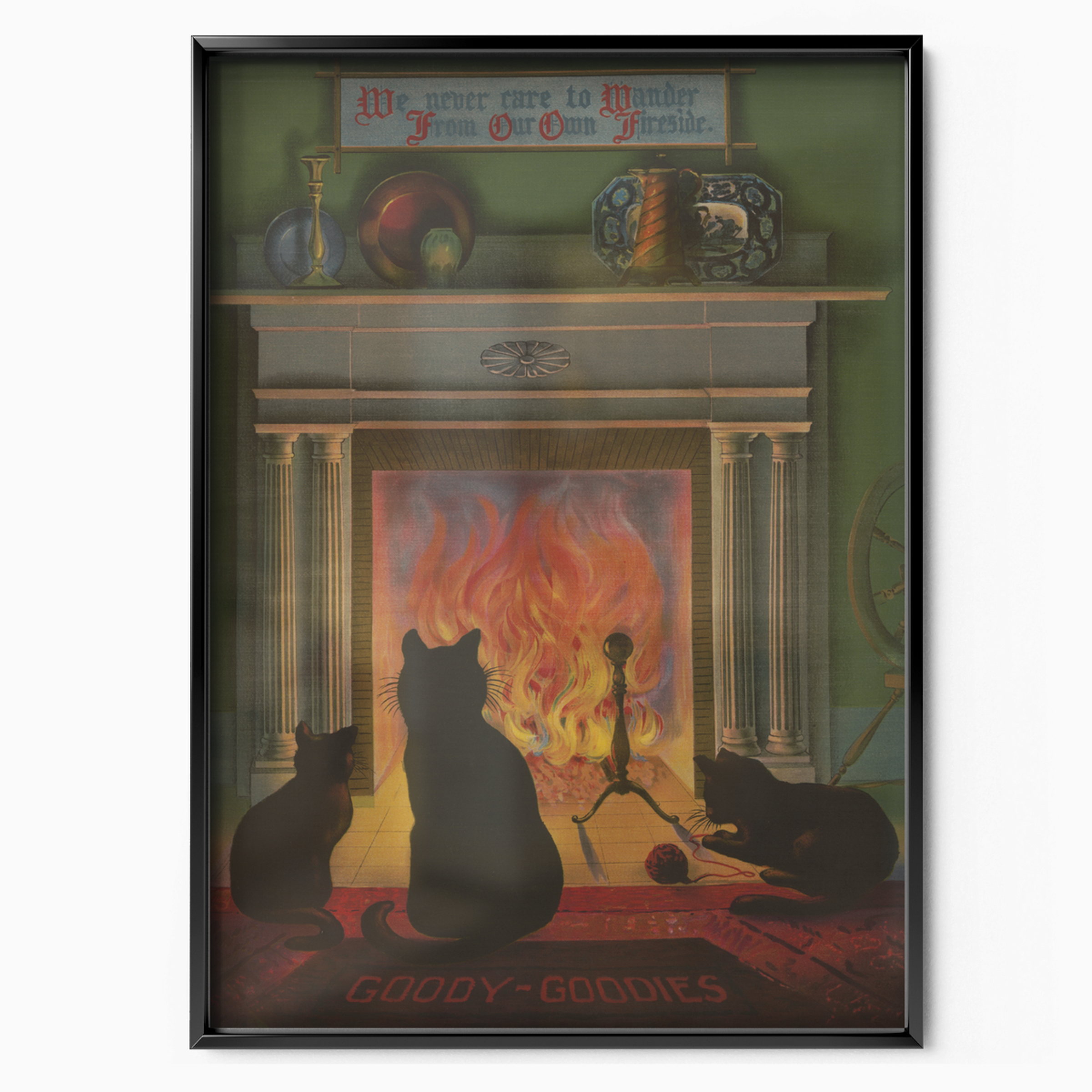 Cozy Cats By The Fireplace