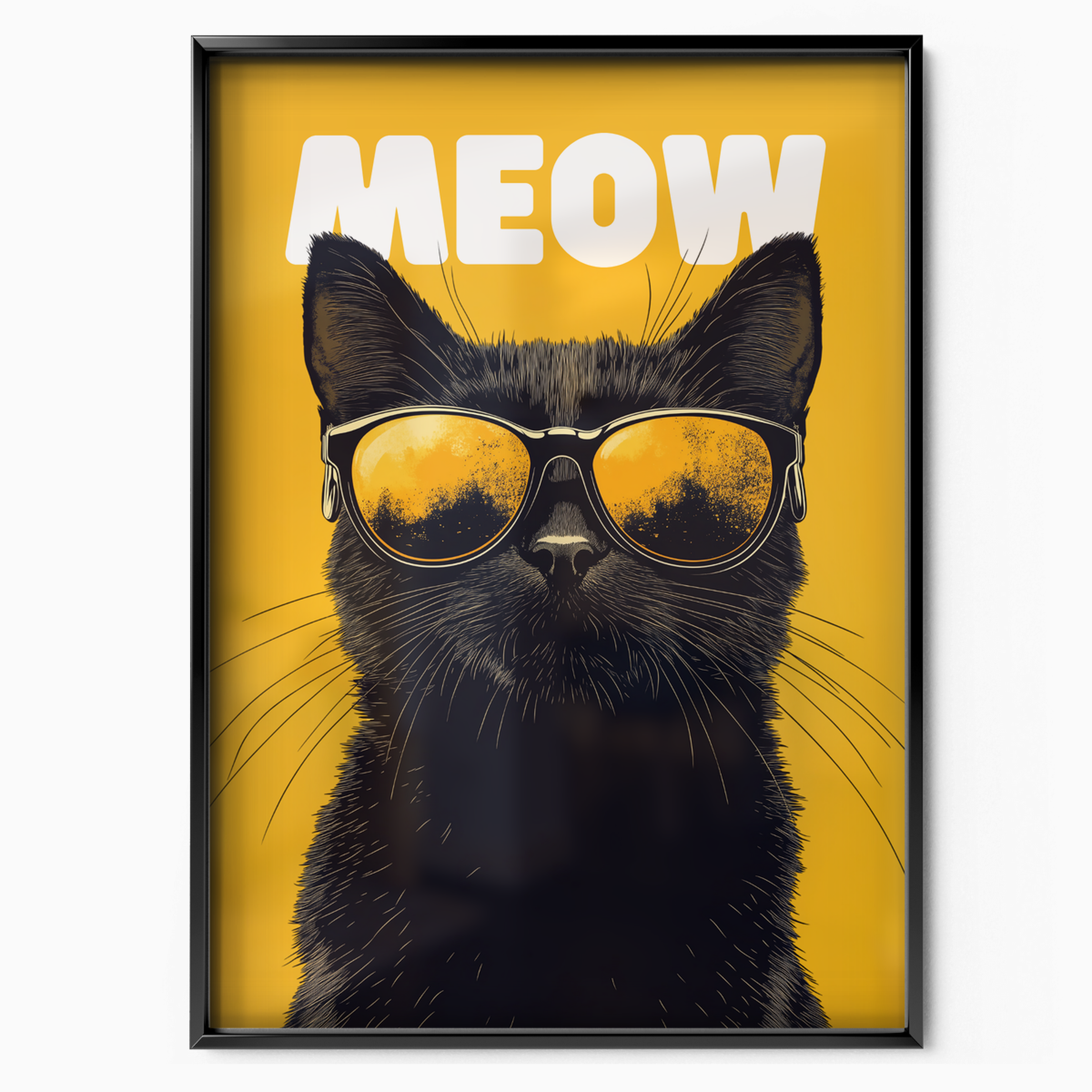 Groovy Black Cat Yellow Meow