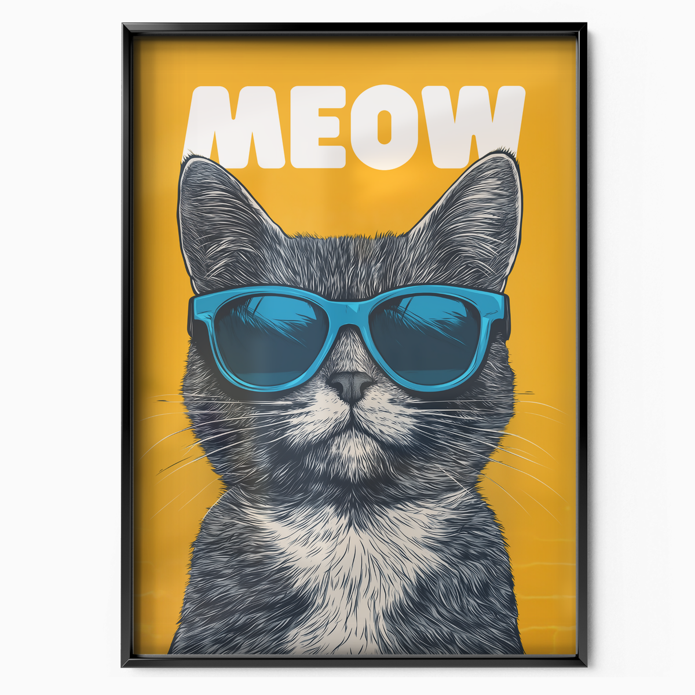 Groovy Cat Blue Glass Meow