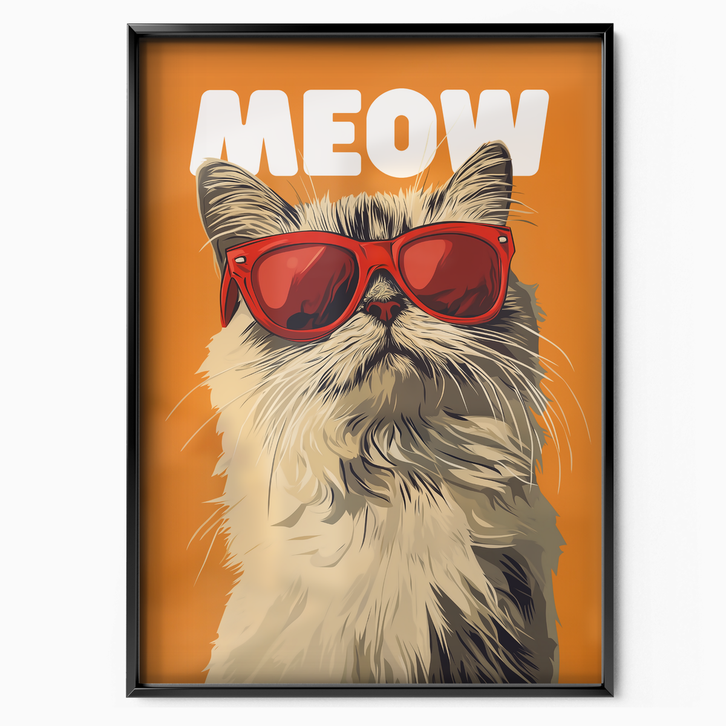 Groovy Cat Red Glass Meow