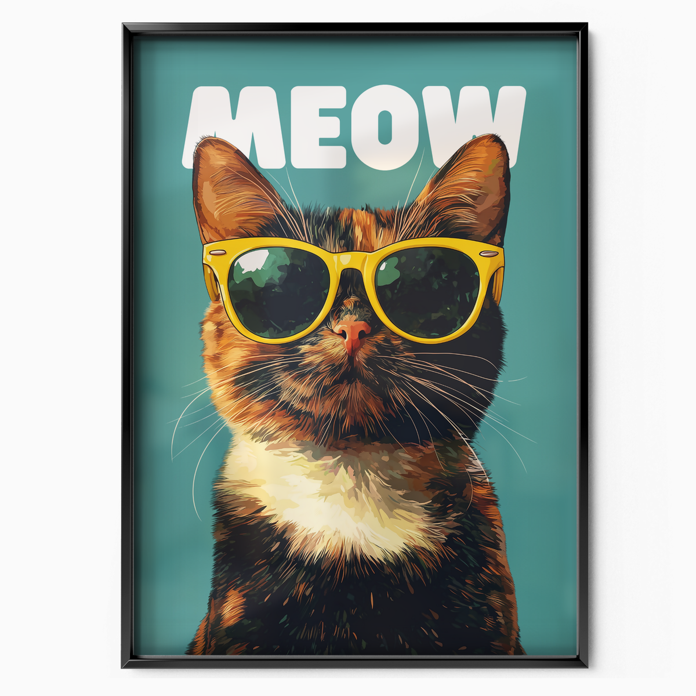 Groovy Cat Yellow Glass Meow