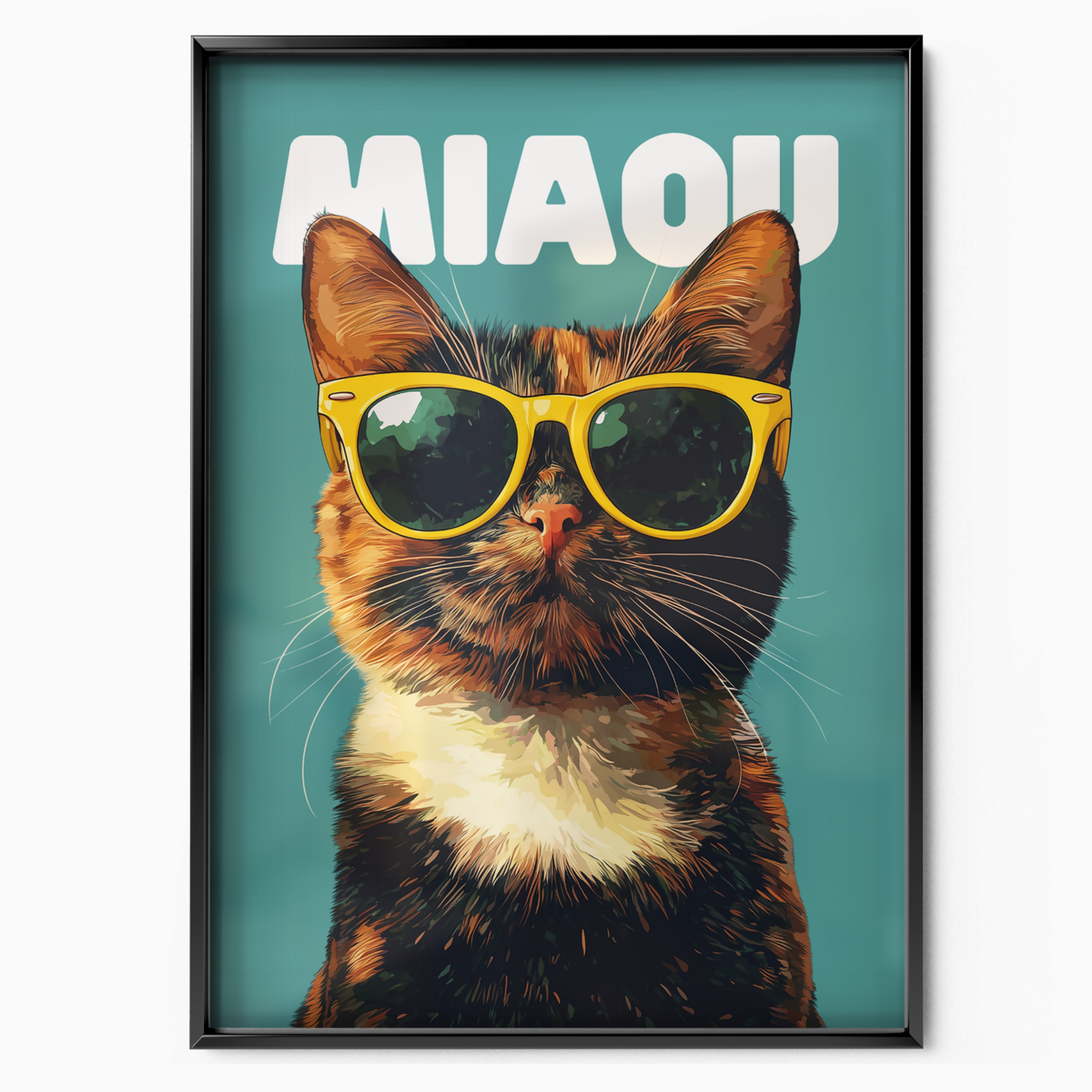 Groovy Cat Yellow Glass Miaou